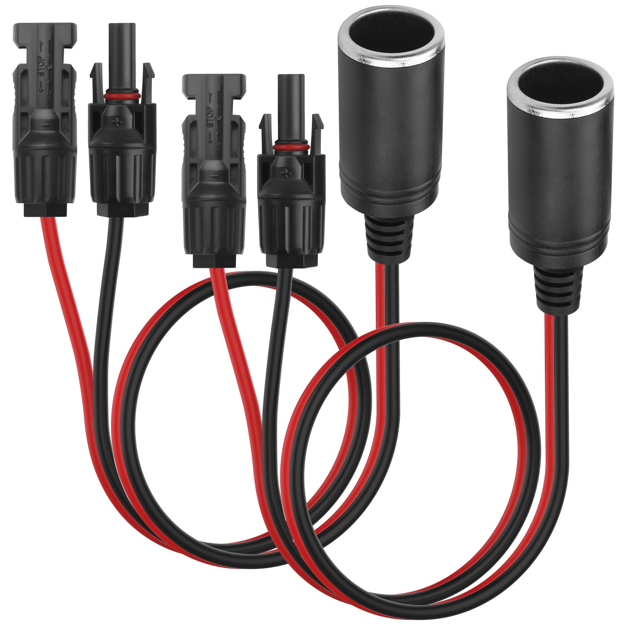 2 PCS Câble adaptateur connecteur solaire vers prise allume-cigare femelle 12V-24V, fil de cuivre pur 14AWG, compatible avec panneau solaire, générateur de voiture de station d'alimentation