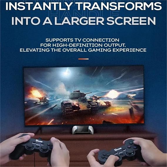 Project X 4 3-Inch High Definition IPS Screen Handheld Game Console Supports Dual Player Combat with Dual Controllers Gift (Gray)