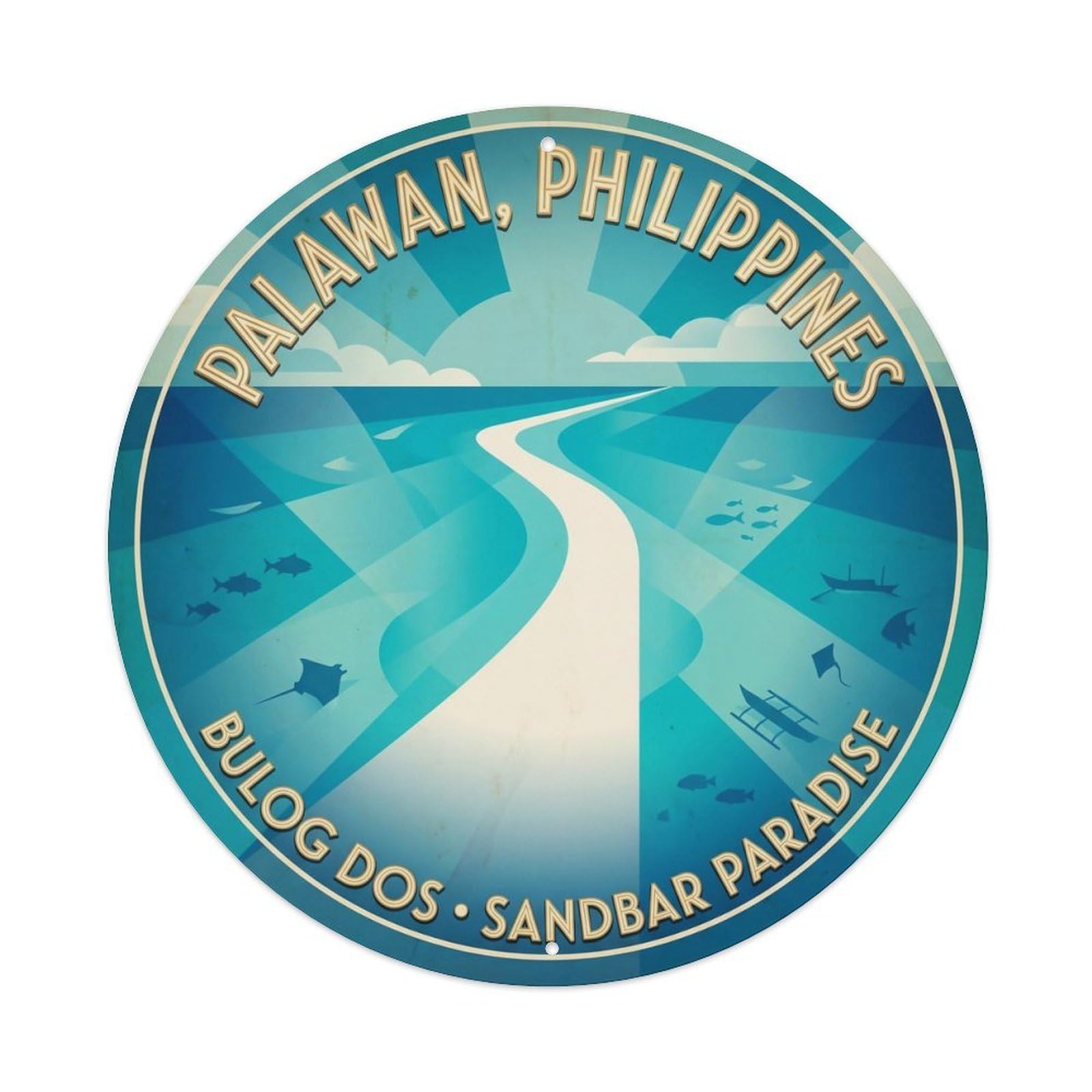 Odgynaw 8X8inch(20X20cm) Palawan Bulog Dos Island Escape Seaside Scenery Metal Tin Sign
