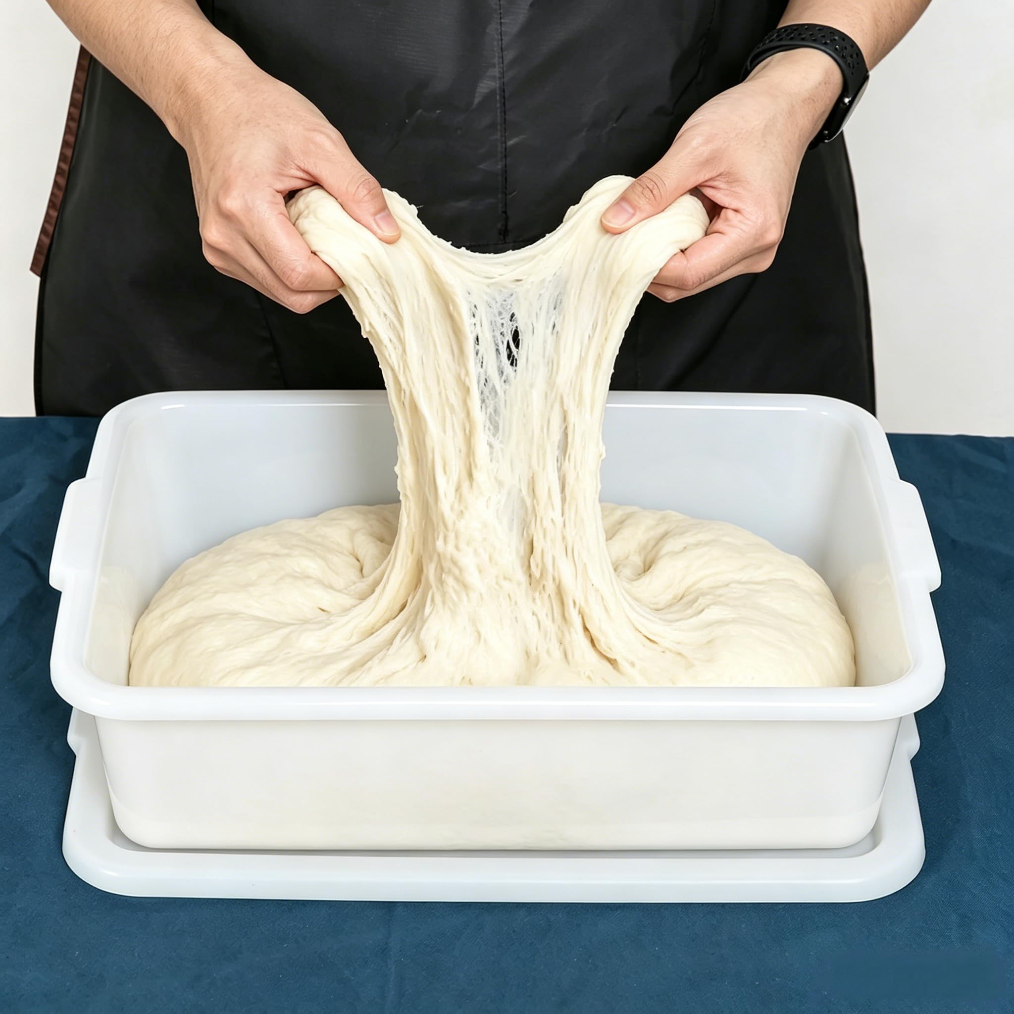 Confezione da 3 scatole per impasto per pizza da 13 l, impilabili, con coperchio, per cucina, ristorante, bianco