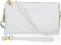 Vista 18 de Humble Chic bolsa pequeña de piel vegana, para usar cruzada o cartera con ajuste de pulsera, incluye hombro ajustable y correa para muñeca.