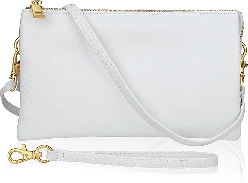 Miniatura 18 de Humble Chic bolsa pequeña de piel vegana, para usar cruzada o cartera con ajuste de pulsera, incluye hombro ajustable y correa para muñeca. Marrón