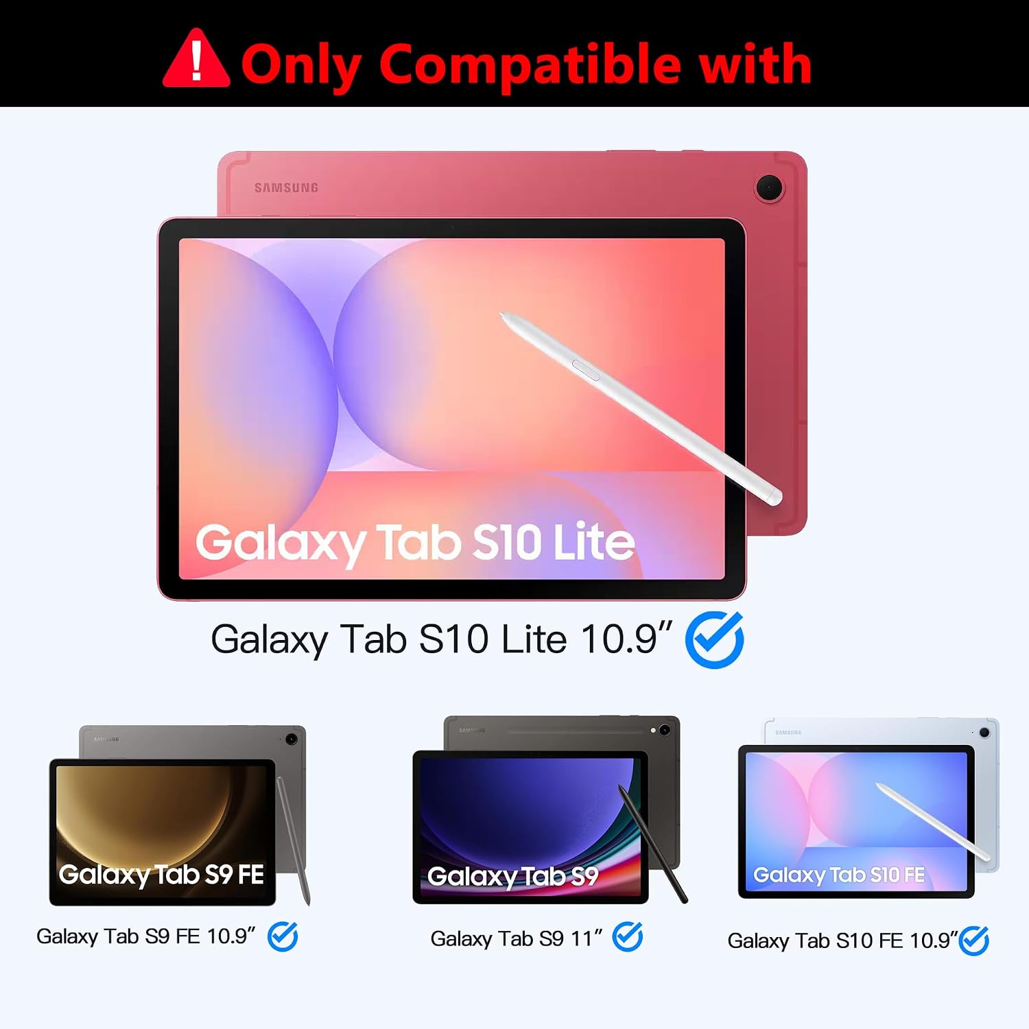 inkolelo Keyboard Case for Samsung Galaxy Tab S10 Lite S10 FE S9 FE FE 5G 10.9 inch, Detachable Smart Tablet Keyboard with 7 Colors Backlit & Touchpad, Tab S9 11" Black