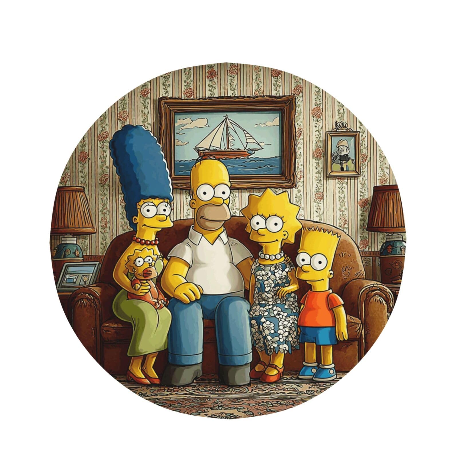HJKJKKJ Table Cloth 152 CM Spill-Proof Kitchen Tablecloths Simpsons Table Cloth for Round Farmhouse Table Cover Wrinkle Free Decorative Table Cover for Dining Party Buffet Wedding