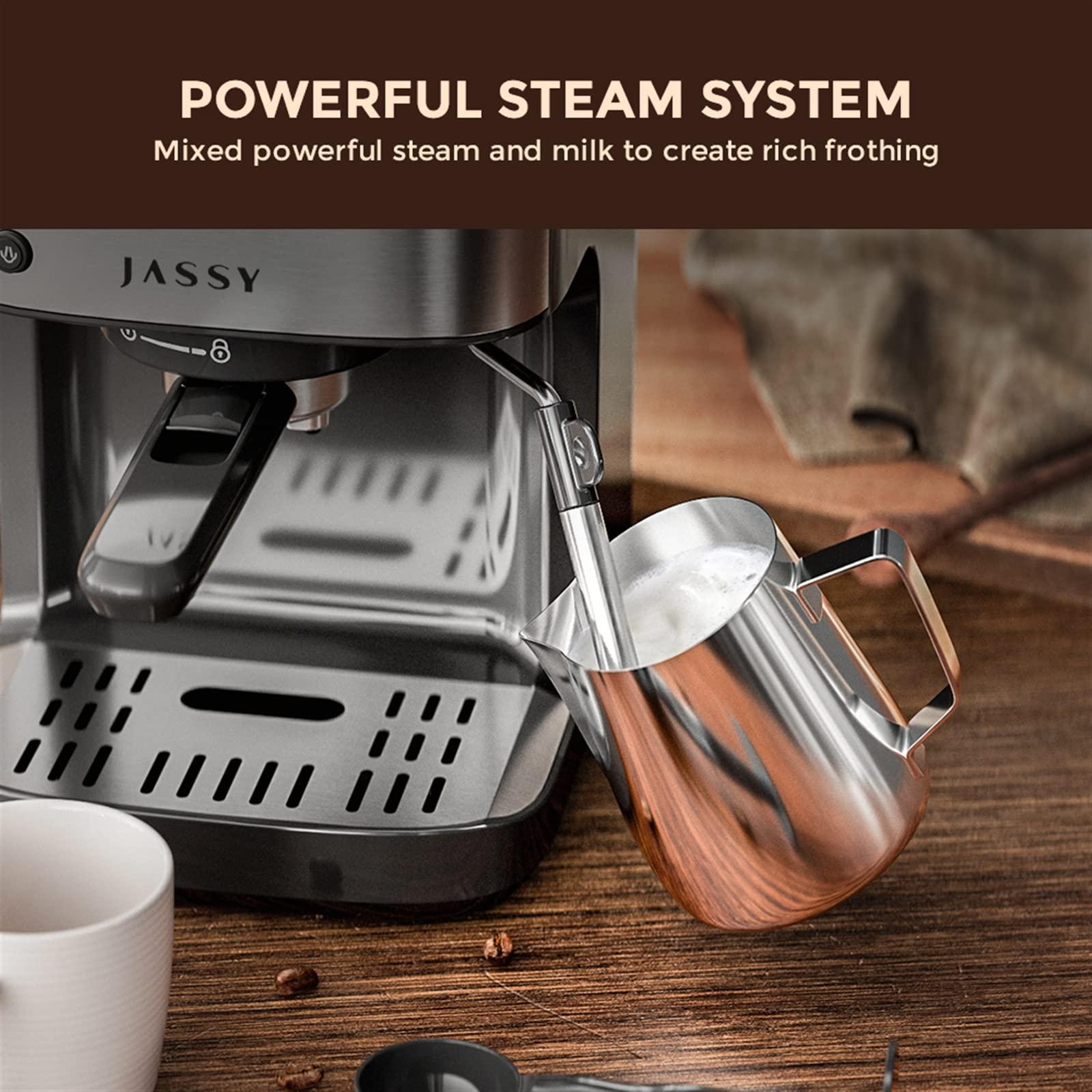 DieffematicKF Cafetera Cafetera Espresso 19 Bar Latte Maker automático con Varita de espumador de Leche para Espresso, Cappuccino Latte (Color : JS-101, Size : UK)