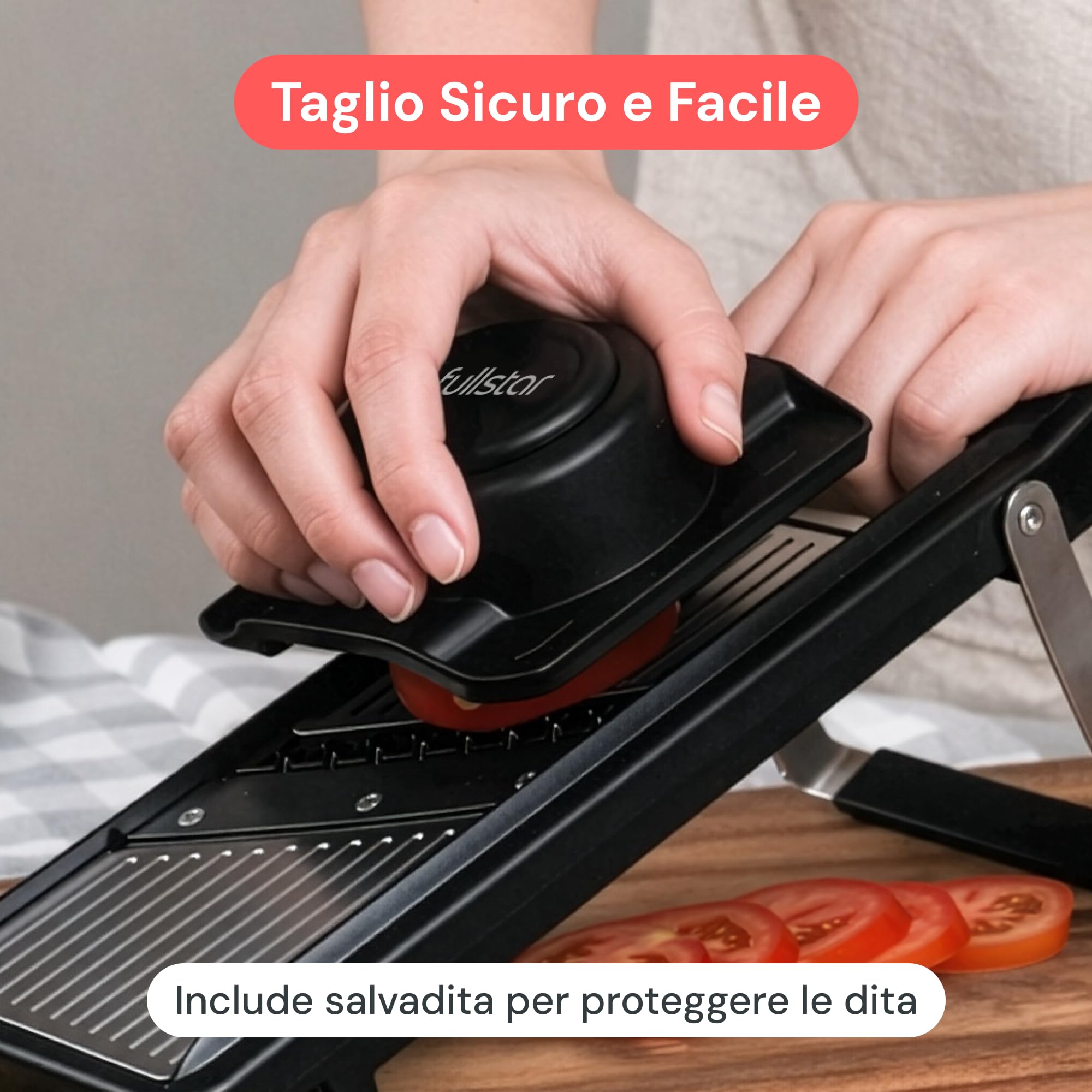 Mandolina per Verdure Professionale 2-in-1 in Acciaio Inox - Spessore Regolabile 1-4 mm con Lama Julienne