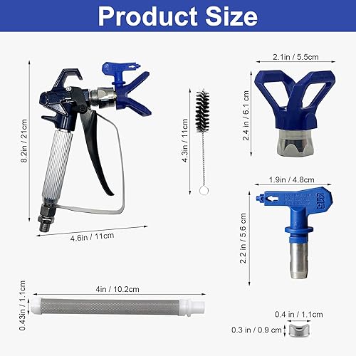 Miniatura 2 de Pistola pulverizadora de pintura sin aire de 3600 PSI, con 1 protector de punta, 5 puntas de pulverización y 5 filtros de pistola de pintura sin