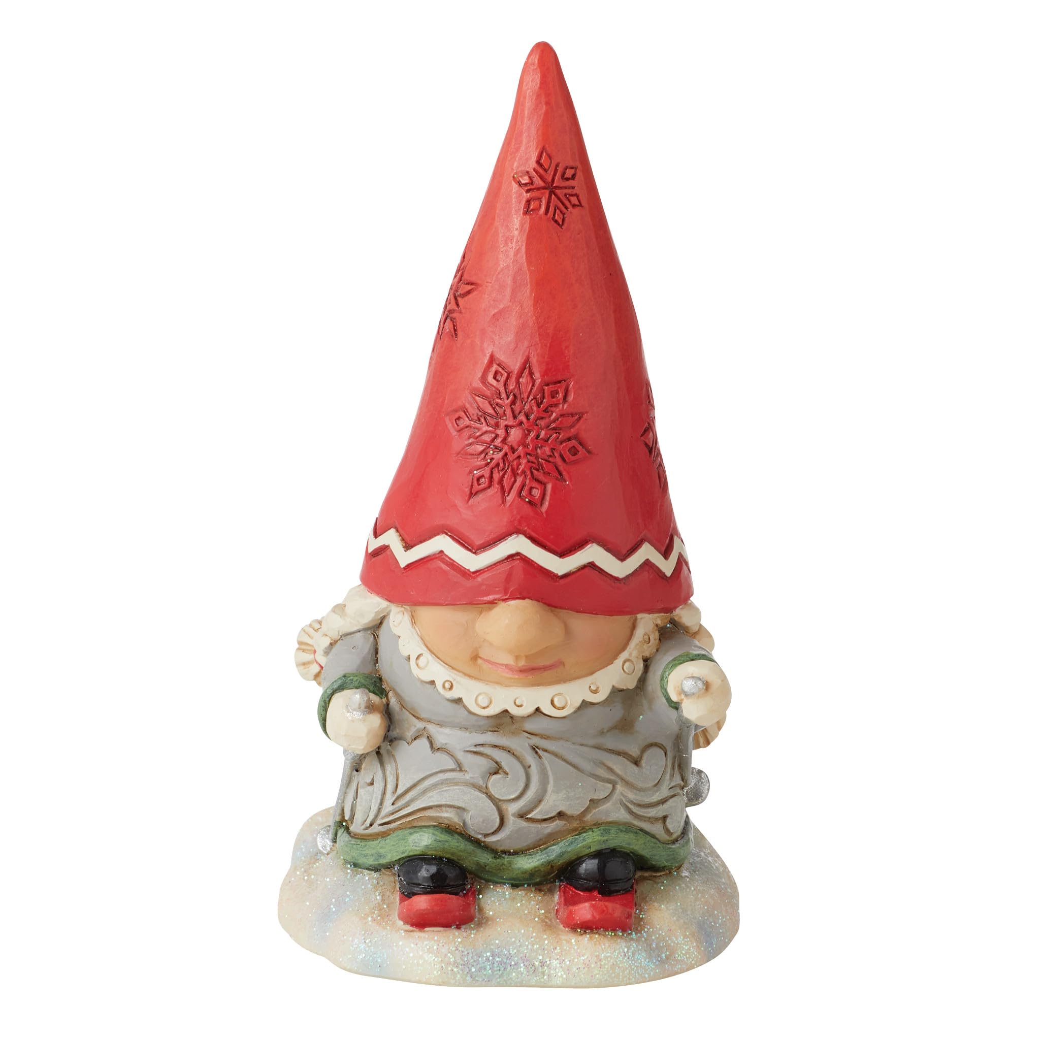 Enesco Jim Shore Heartwood Creek Örgü Cüce Kayak Figürü, 4,33 İnç, Çok Renkli