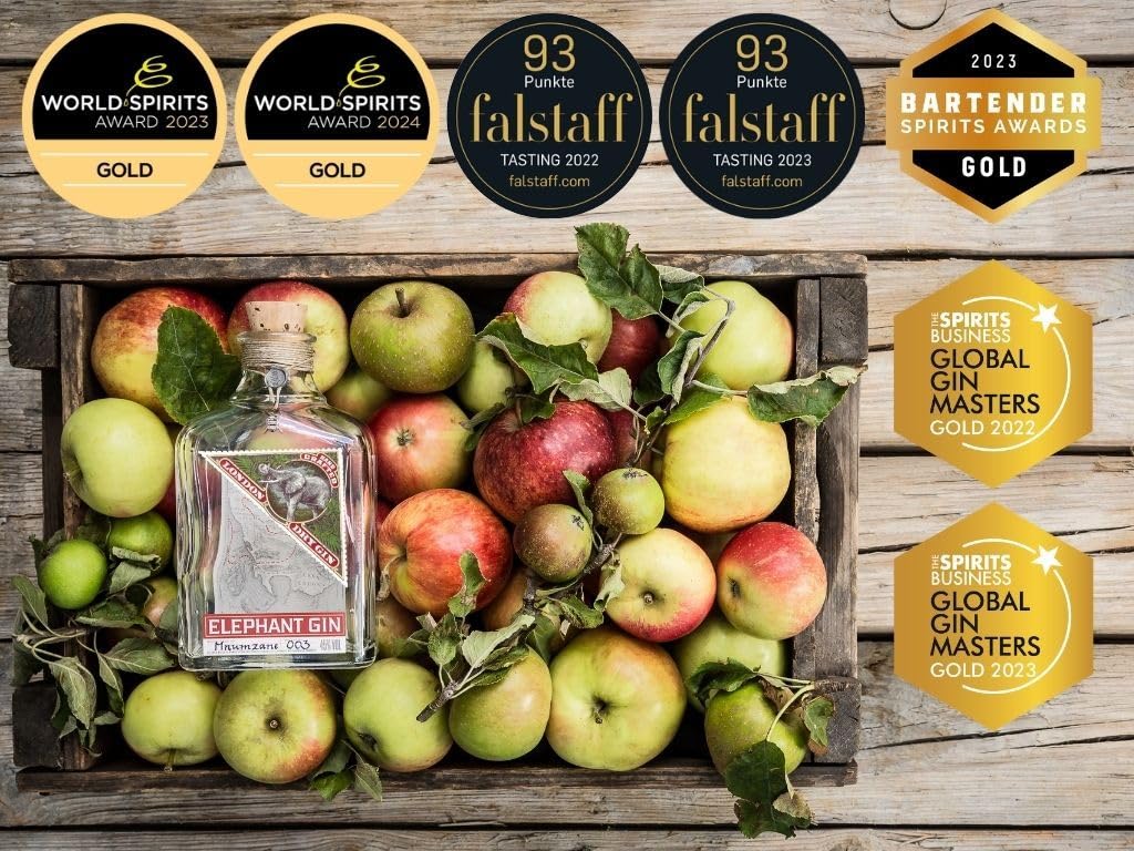 Elephant London Dry Gin - Preisgekrönter Premium Gin aus Deutschland - Perfekt für Cocktails und ideal für Gin & Tonic Sundowner - 45% vol., 500ml