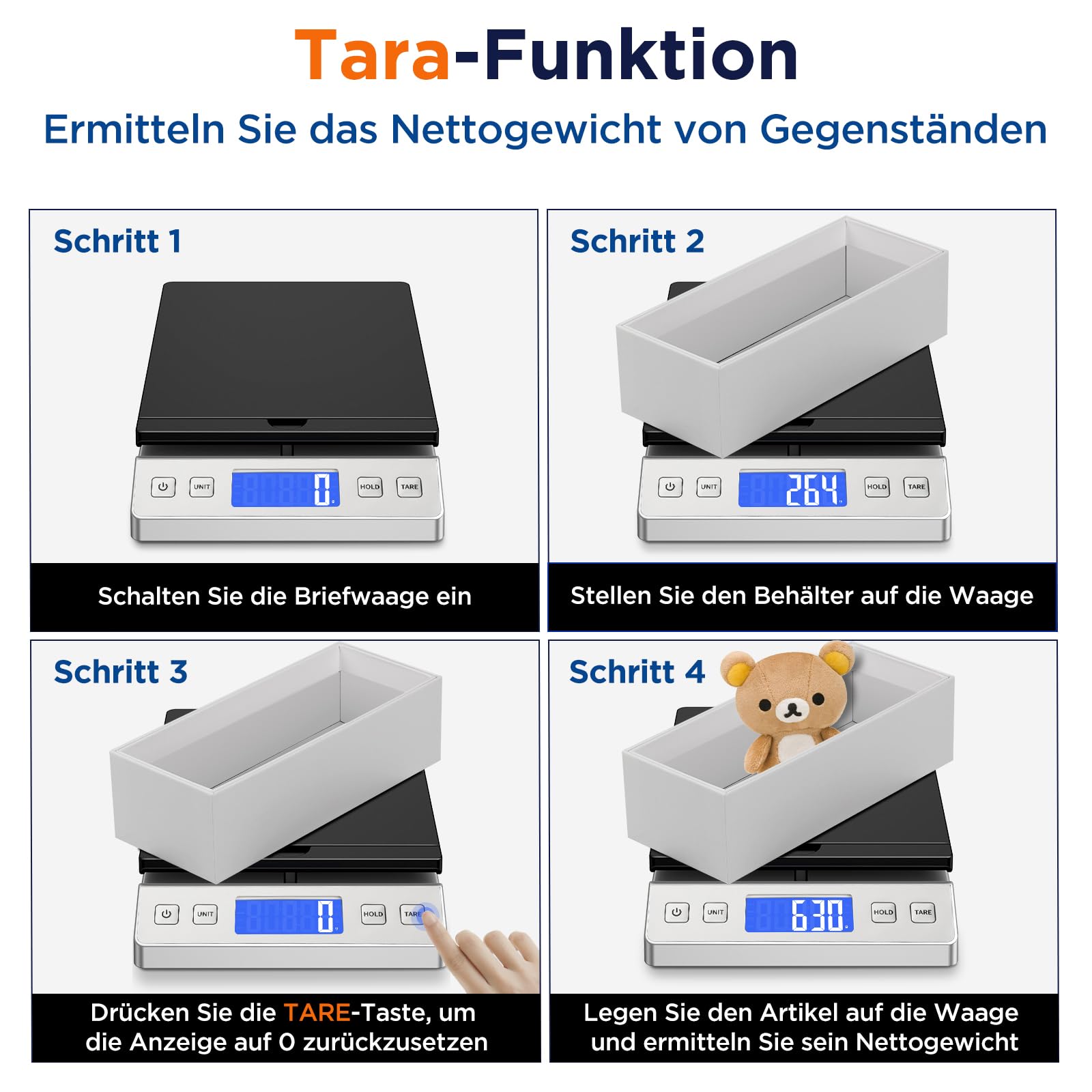 KUAIVO Briefwaage, 30kg/2g Digitale Paketwaage mit Halte & Tara Funktion, Hohe Präzision Faltbare Plattformwaage für Brief, Paket, Einsetzbar im Büro und Heimgebrauch