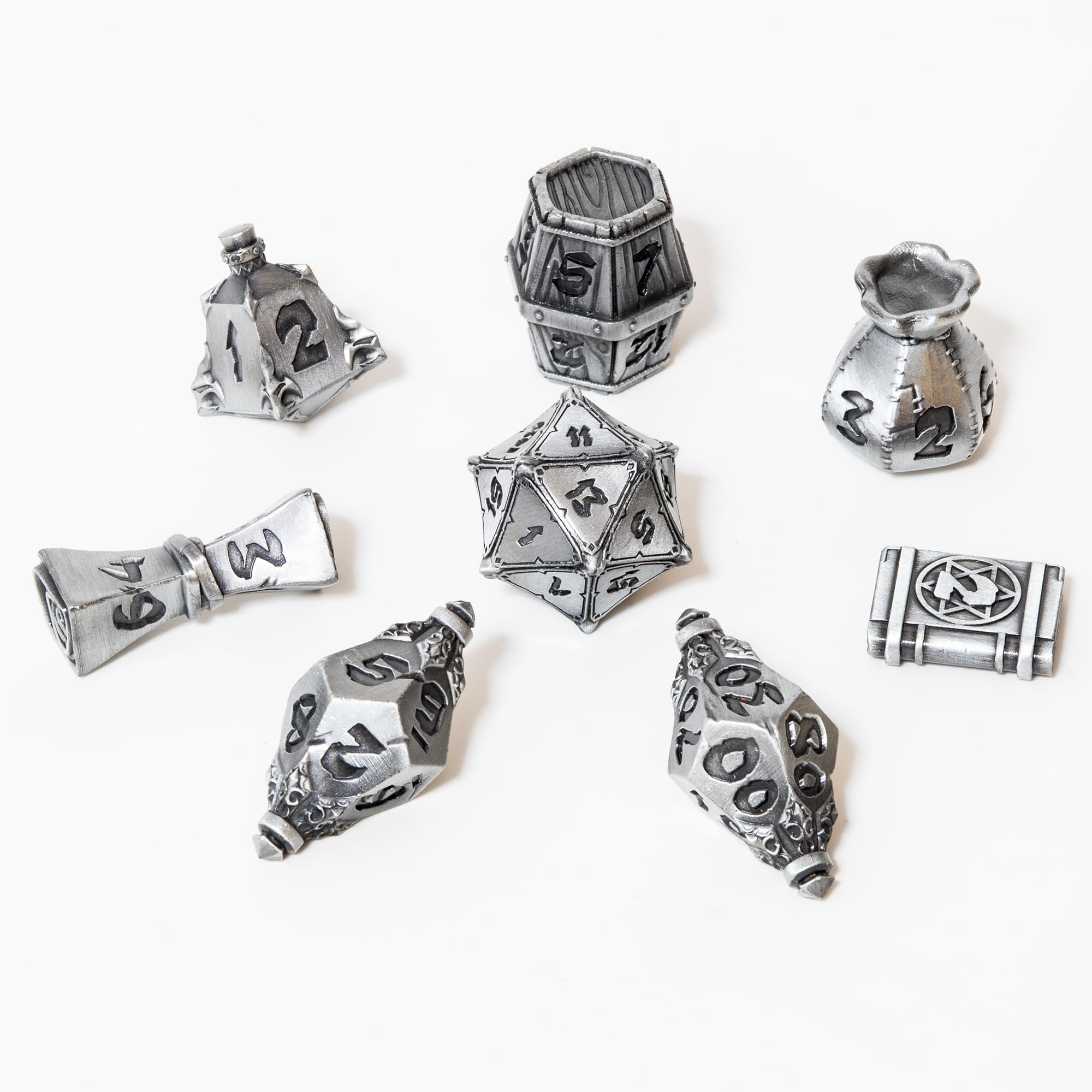 TOYVERSE Dwukolorowy zestaw wielościennych kości, stary kolor cyny, kości ze stopu, odpowiedni do D&D, DND, RPG, MTG, Dungeons and Dragons, gier planszowych i odgrywania ról, od 15 lat