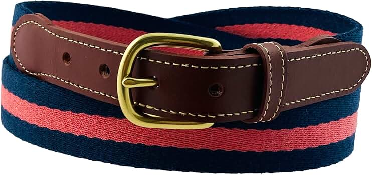 Amazon.com: Leather Man Ltd Navy Sail Red Surcingle Belt (48