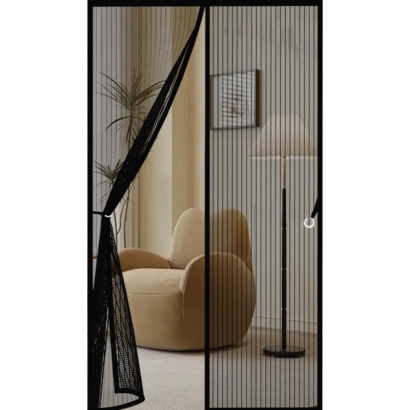 Fly Curtains 133 x 225 cm Durable, Keeps Bugs Out, Kid and Pet Friendly Mosquito Proof Door Curtains Lets Fresh Air in, Hundreds of Sizes, Black