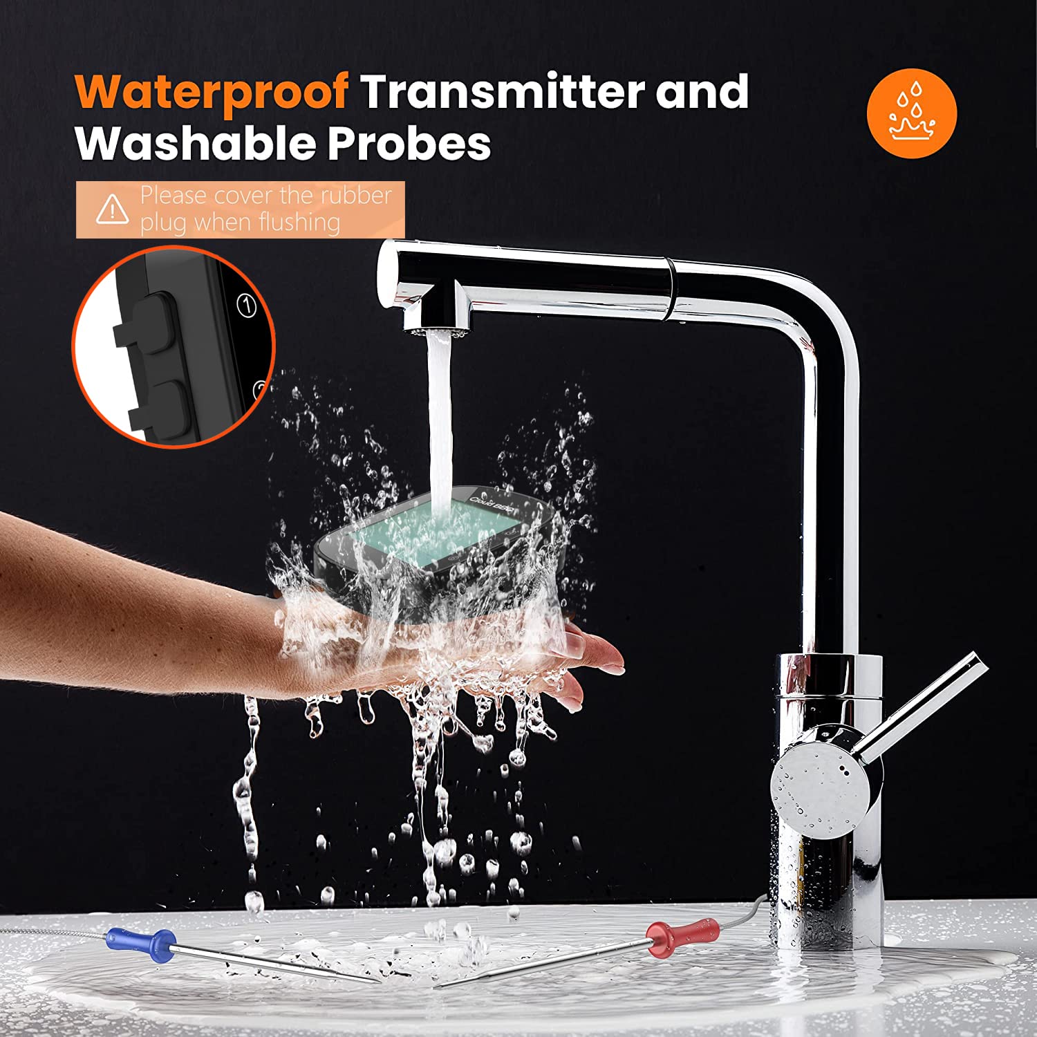 Cloud BBQ Wireless Meat Thermometer of 500FT, Smart Bluetooth Meat Thermometer with Four Probes for Smoker Oven Grill, Rechargeable Grill Thermometer for Cooking Turkey Fish Bee