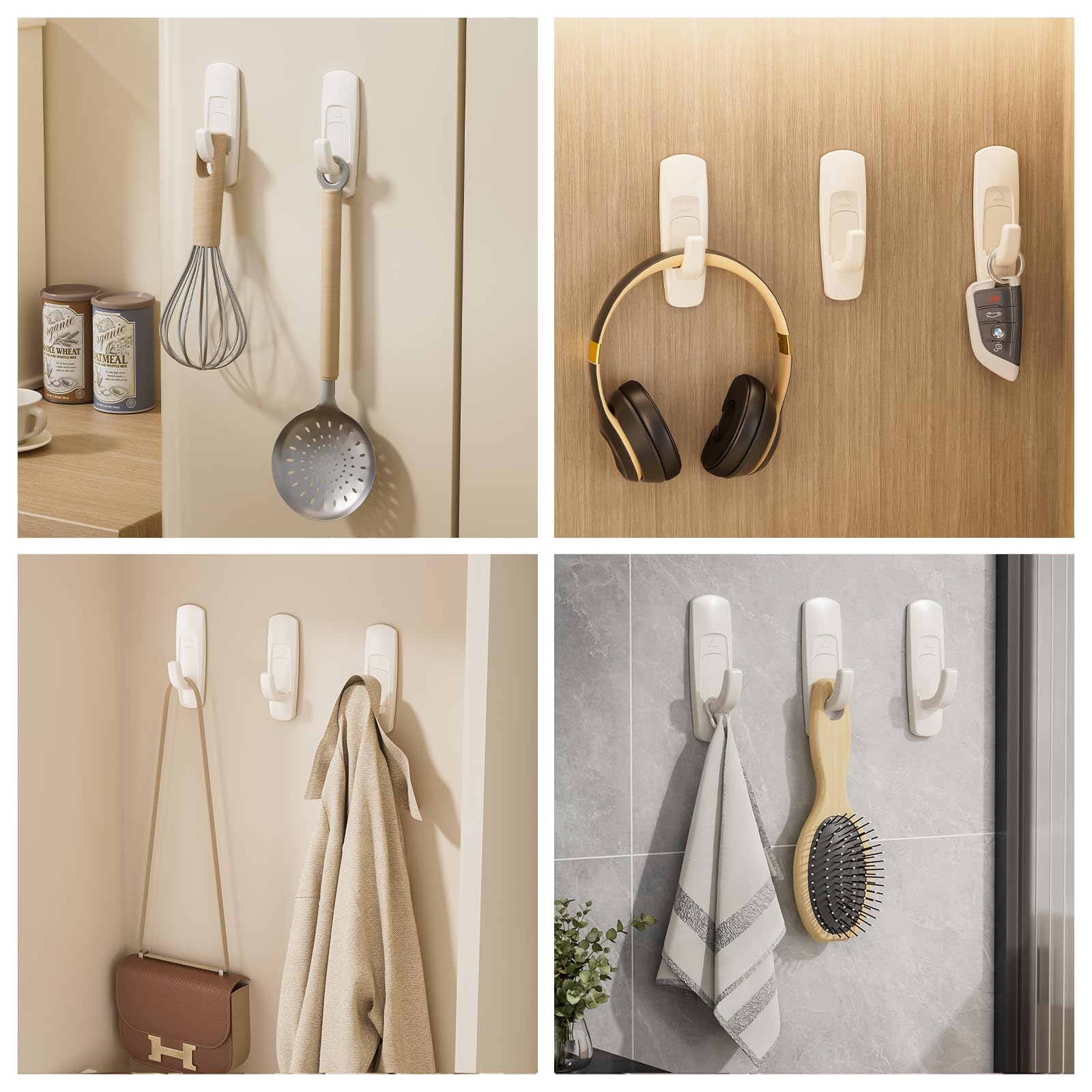 YEBIAO Wall Hooks for Hanging, Large Utility Hook with Damage-Free Strips, 20 White Adhesive Hooks and 22 Strips, Holds up to 5 lbs, Removable Heavy-Duty Design