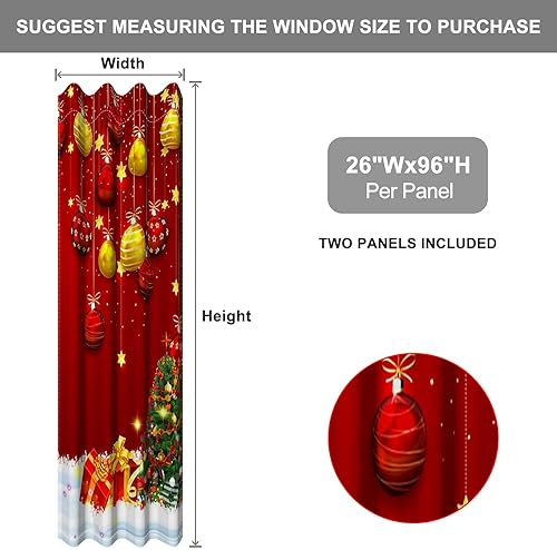 Miniatura 10 de Baocicco Cortinas opacas de Navidad para dormitorio, sala de estar, árbol de Navidad, chimenea, cortinas de ventana con ojales, cortinas familiares