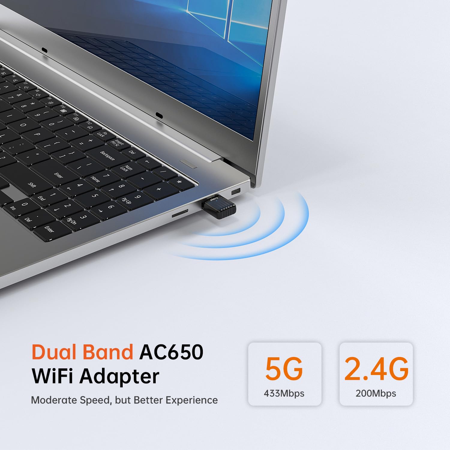 Adaptador WiFi USB para PC de escritorio, 5G 2.4G de doble banda WiFi Dongle 802.11AC 650Mbps adaptador de red inalámbrico para laptop, compatible con Windows 11/10/8.1/8/7/XP