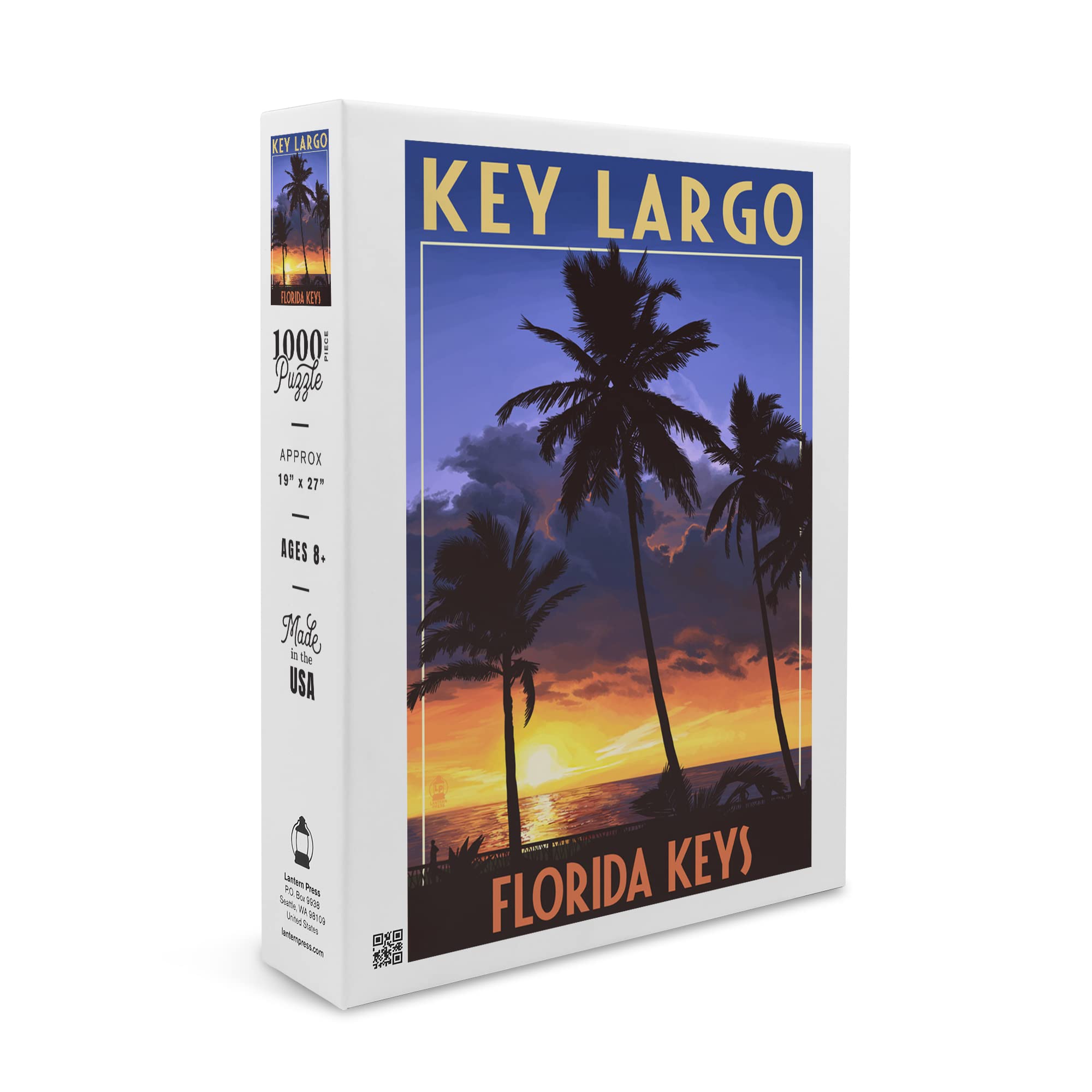 Key Largo, Florida Keys, Palms and Sunset (1000 Piece Puzzle, Size 19x27, Challenging Jigsaw Puzzle for Adults and Family, Made in USA)