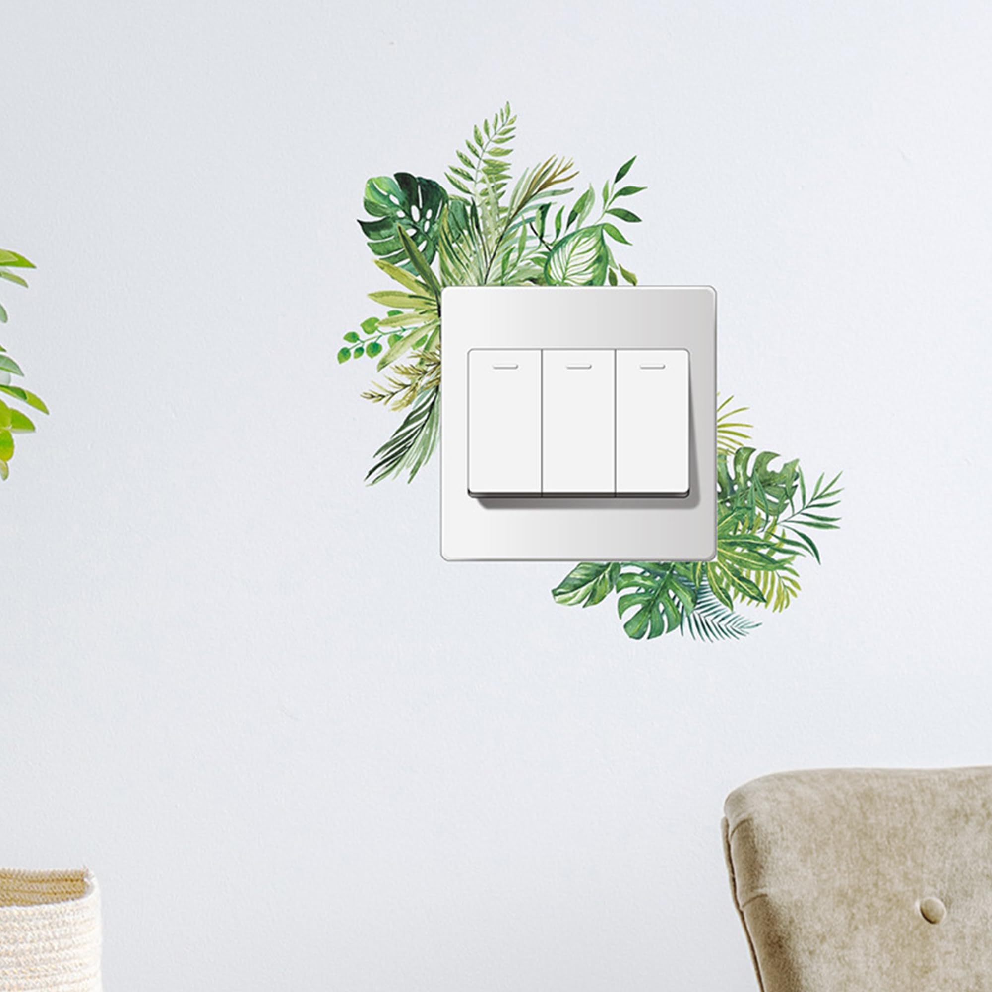 Lot de 5 autocollants pour interrupteur - Autocollants pour interrupteur mural - Pour interrupteurs décoratifs (autocollant végétal 1)