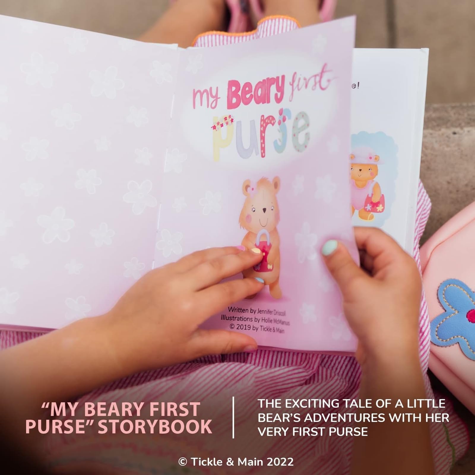 My Beary First Purse Playset - Bolso para bebé niña, 9 piezas, piel sintética, rosa a partir de 1 año, libro de cuentos y accesorios para juegos imaginativos, regalo de cumpleaños para 5