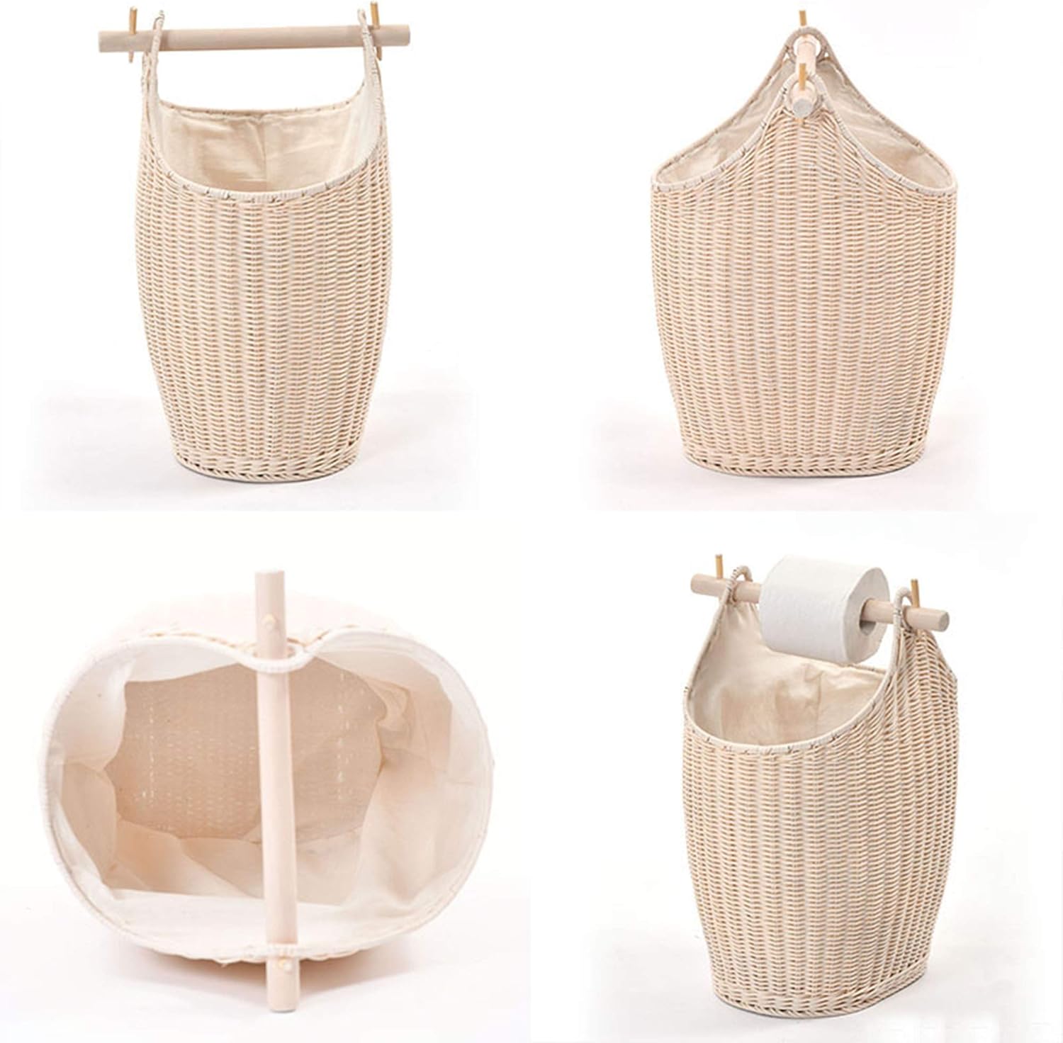 Rattan Toilet Paper Basket, 幅35×奥行き32×高さ47cm, wht