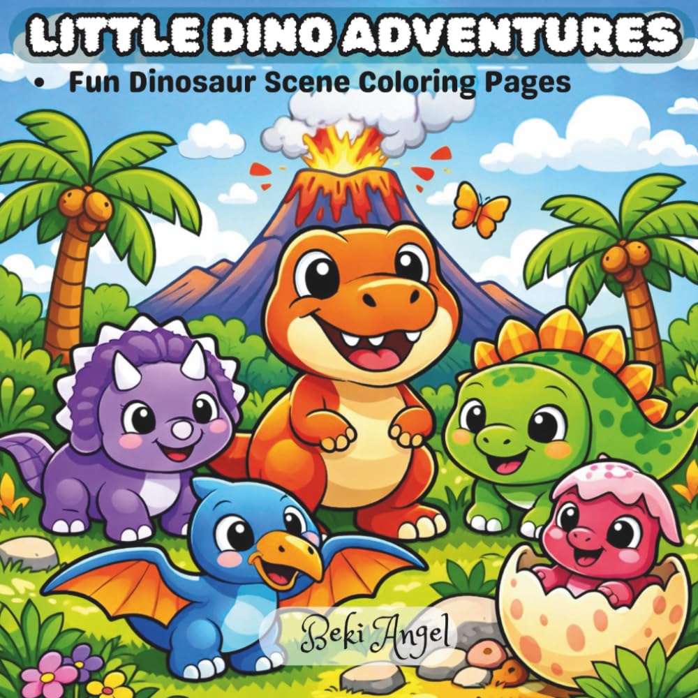 Little Dino Adventures: Fun Dinosaur Scene Coloring Pages