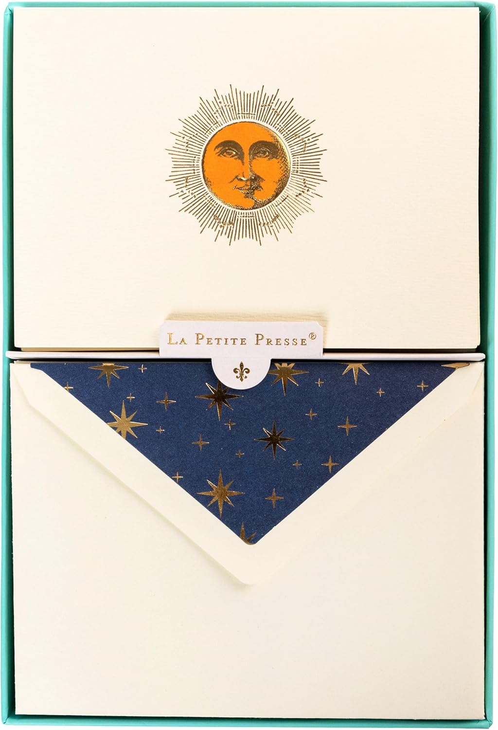 Graphique Sun Designer Cards Luxe Collection, Gold Foil Embossed Stationery Boxed Set, 10 Blank Cards with 11 Envelopes, All Occasion Greetings, 5.25" x 3.8"