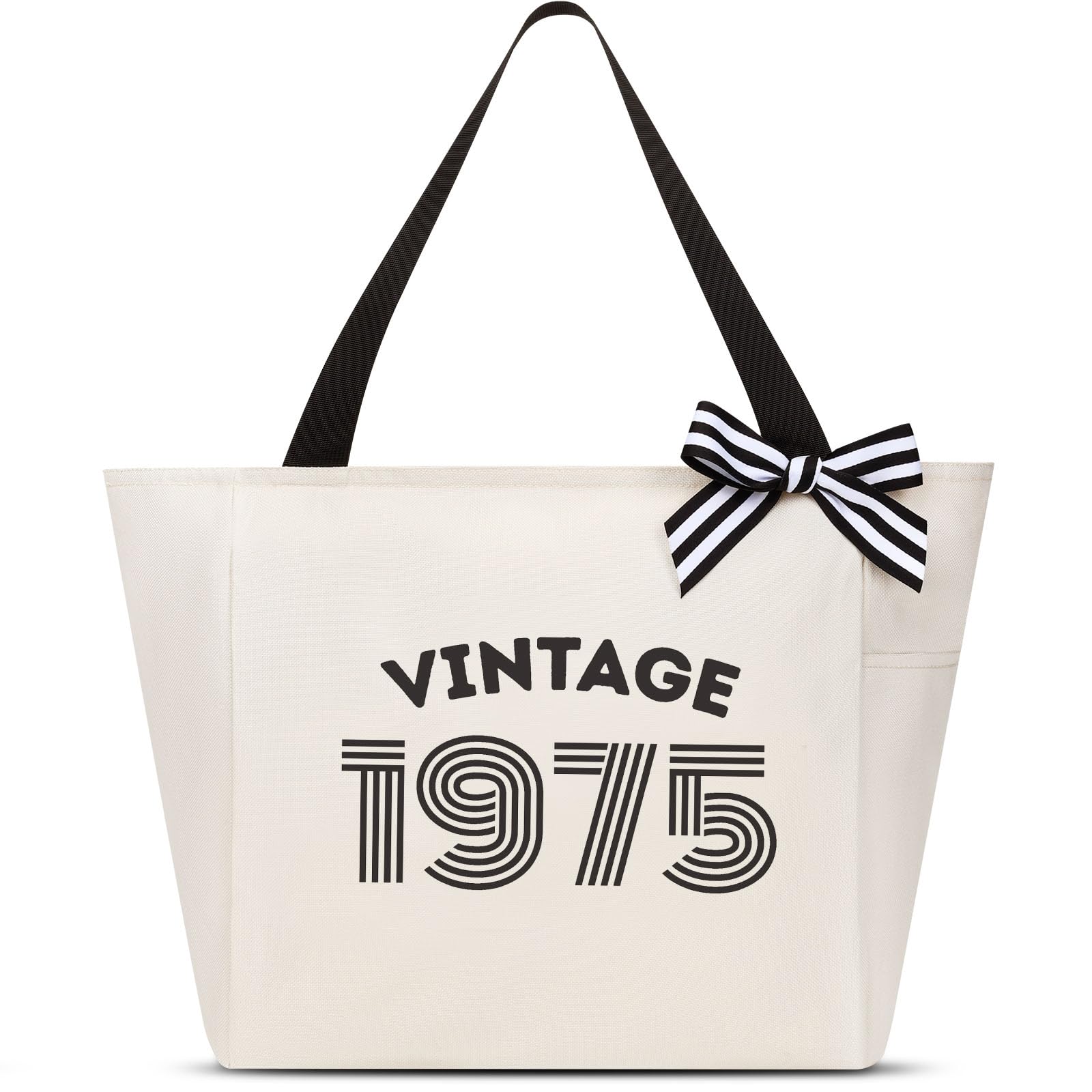 Vavabox Geburtstagsgeschenke 16-60 Jahre: Personalisierte Vintage Tragetaschen Damen & Mädchen | Shopper/Tote Bag mit Geburtsjahr für Tochter, Mutter, Oma & Freundin Year Tote Bag-1975 Westlich
