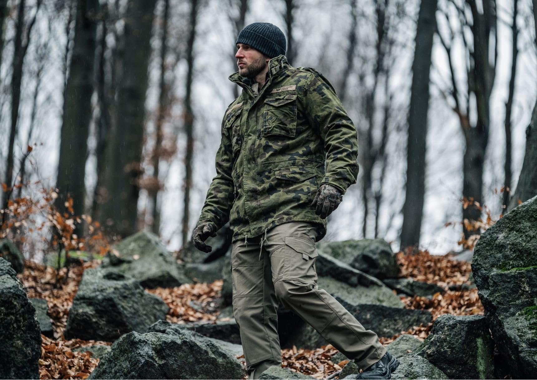 Military Wear M65 Classic kurtka wojskowa Wojska Polskiego wz.93 Panther Kamuflaż, męska kurtka wojskowa z podszewką, całoroczna kurtka taktyczna, mundur wojskowy, 4 kieszenie, odporna na działanie