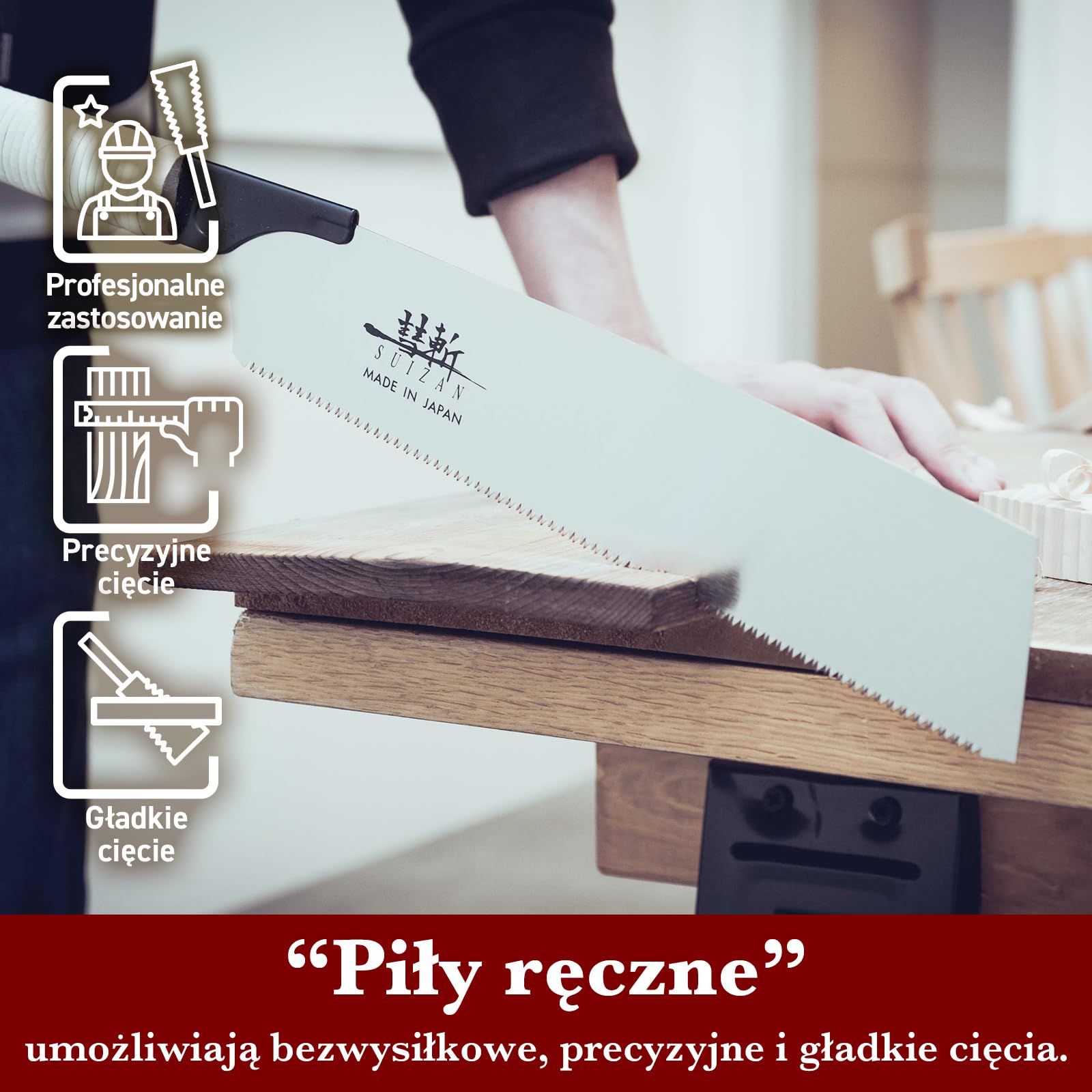 SUIZAN Kataba Jednosieczna Piła Japońska 265mm - Ciągniona Ręczna do Drewno