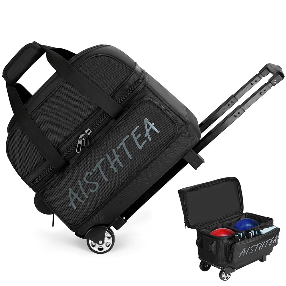 【新品未使用】ボウリングバック キャスター付 ２ボール用  値下げしました！ Amazon | Flextro ボーリングバッグ ボールローラー2個 +