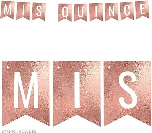 Andaz Press Pancarta de mosaico con purpurina de oro rosa para fiesta de cumpleaños, membrillo Mis Membres, aproximadamente 5 pies, 1 juego,