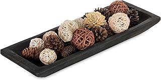 Hanobe Decorative Wood Dough Bowl: Large Long Wooden Bowl for Entry Way ...