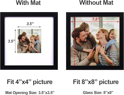 Miniatura 4 de Yaetm Juego de 9 portarretratos de 8 x 8 pulgadas, cuadrados de 8 x 8 pulgadas, para fotos de 4 x 4 con paspartú u 8 x 8 sin paspartú, marcos de