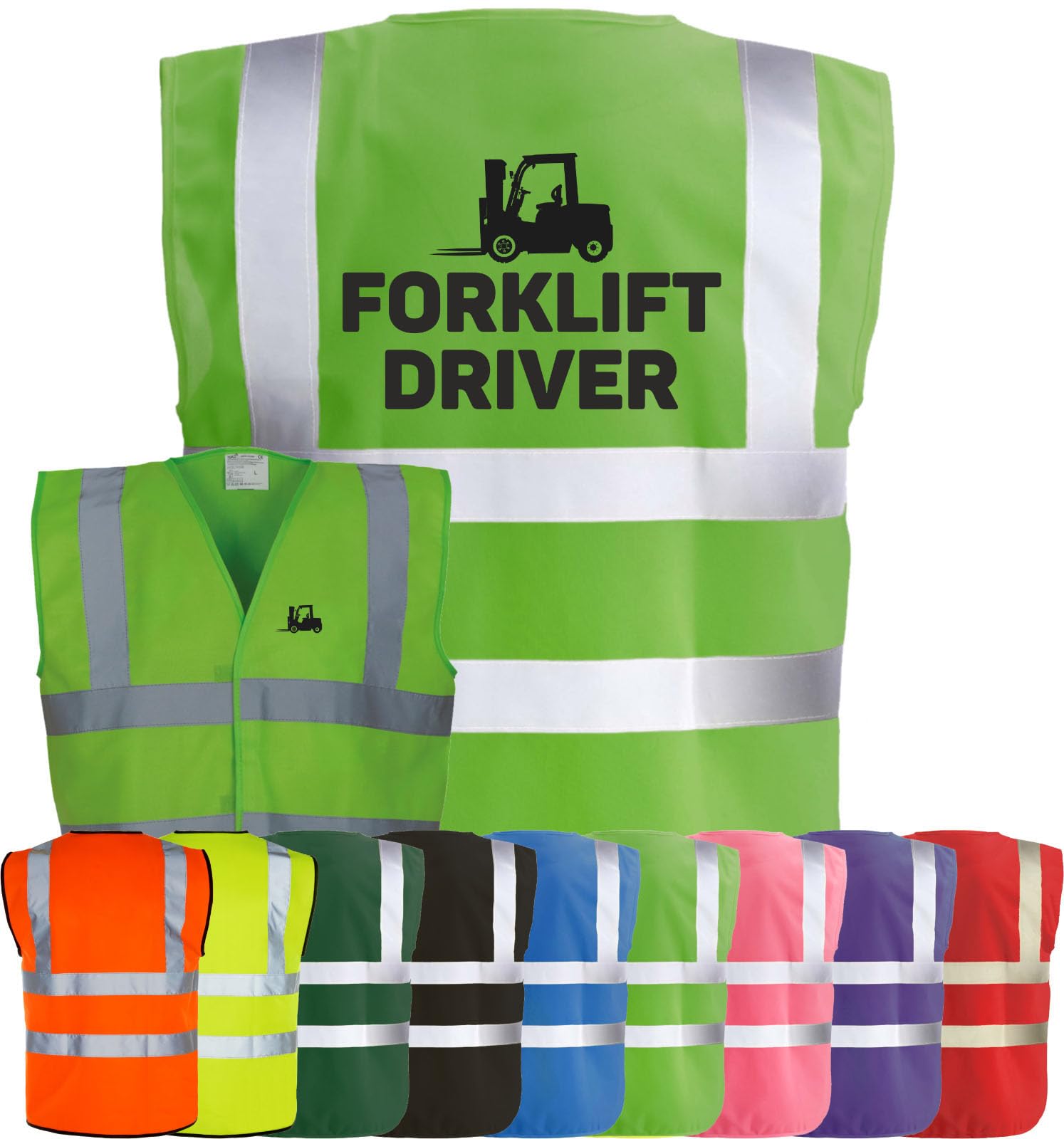 Corporate Togs FORKLIFT TRUCK DRIVER High Visibility Safety Vest Waistcoat Tabard, Health & Safety Compliant Vest, 2 Band & brace Hi-Vis Strips | Protective Safety Wear โ image 1