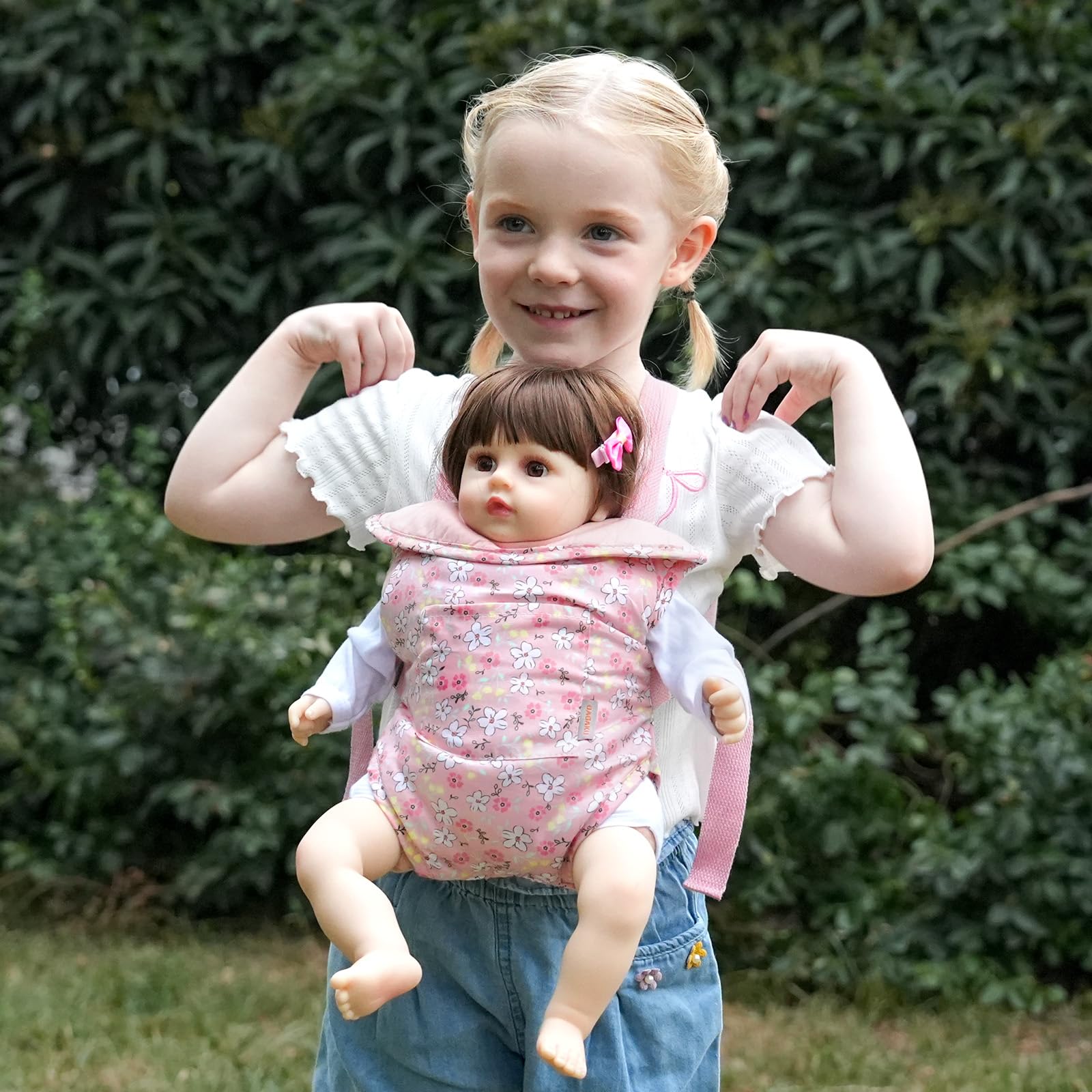 GAGAKU Baby Doll Carrier, Reborn Baby Doll Accessories, Toys Doll Baby Carrier for Little Girls, Pink - Helleborus - Image 4