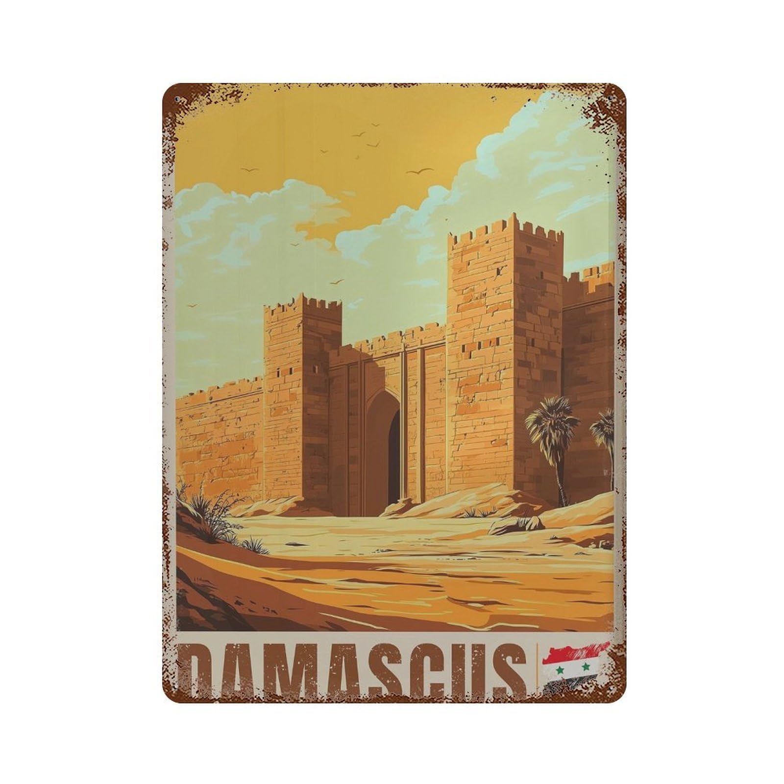 xiaoxiaoshen Damascus Travel Syria African (2) Wall Decor Art Metal Tin Poster Modern Home Decor Art Home Bar Shop Decorations Vintage Sign 40x30cm