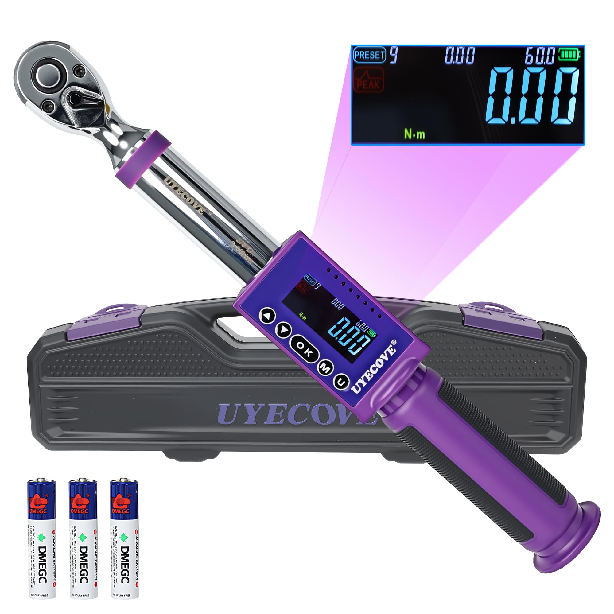 Amazon | UYECOVE デジタルトルクレンチ 3/8インチ 12.7mm 3-60Nm 高