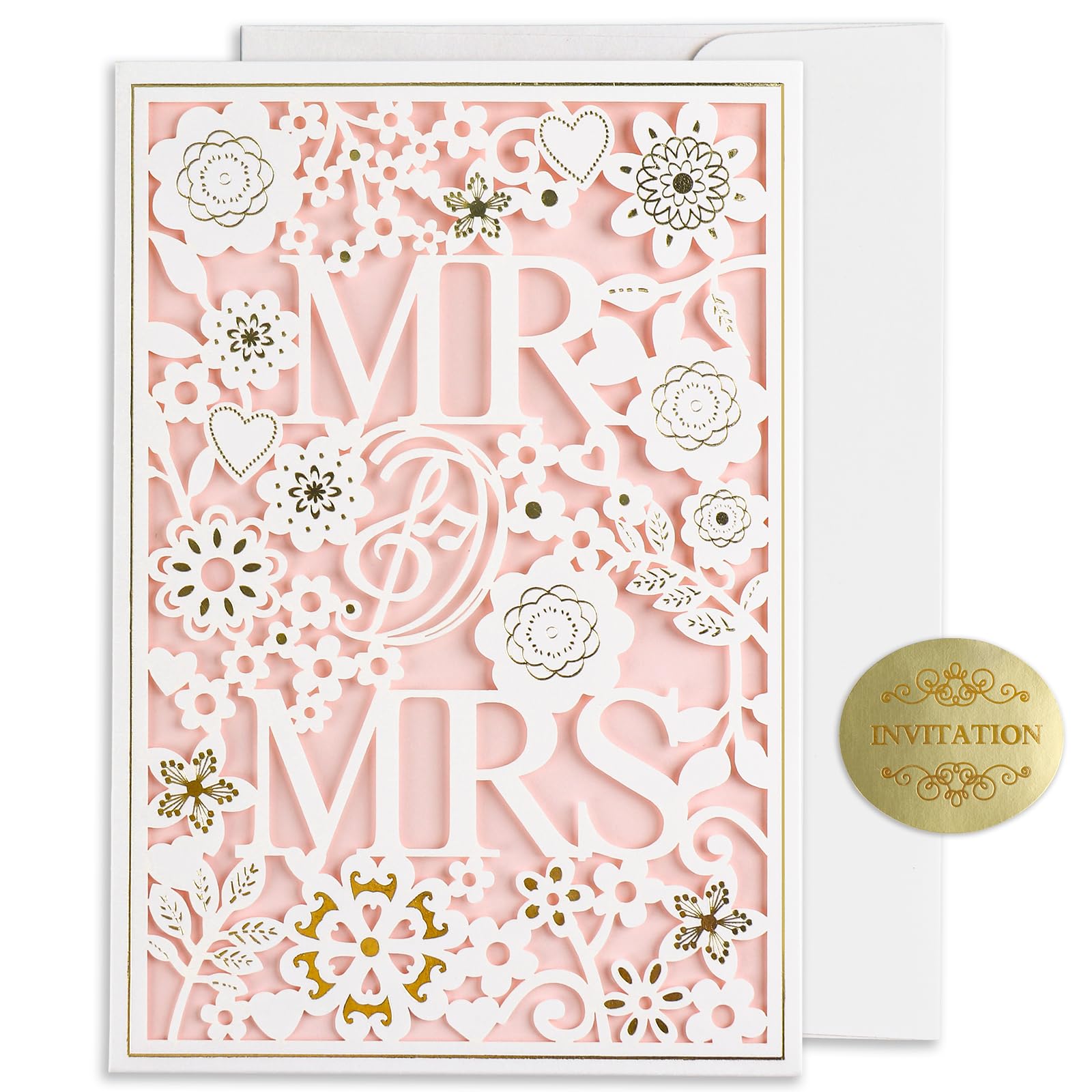 Elektheim Wedding Card with Envelope Card for Wedding Packaging Wish Greeting Card Wedding Invitations Signature Card for Wedding Gifts Bridal Shower Engagement Card