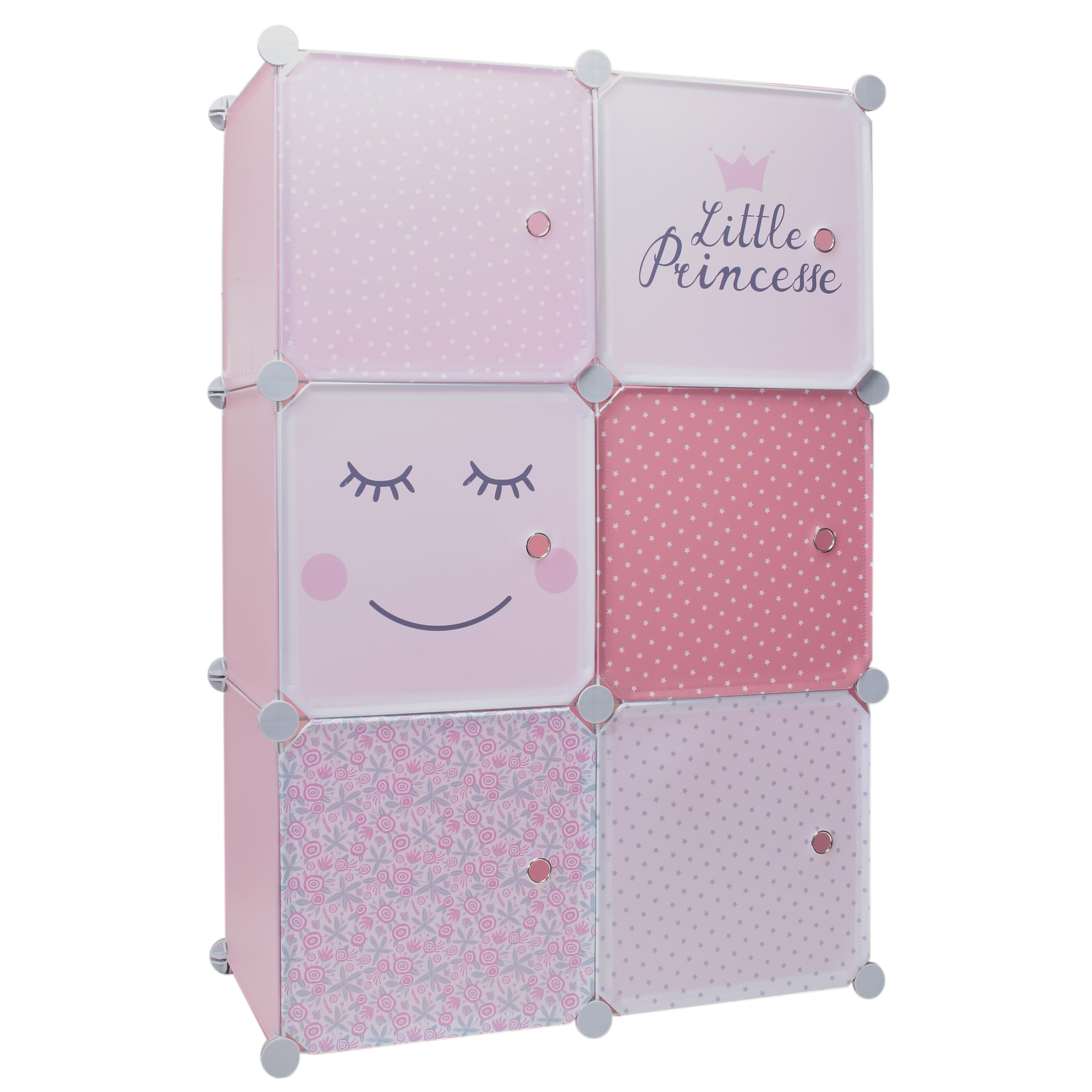 HOME DECO KIDS Armario modulable 6 Cubos Rosa 60x30x90cm