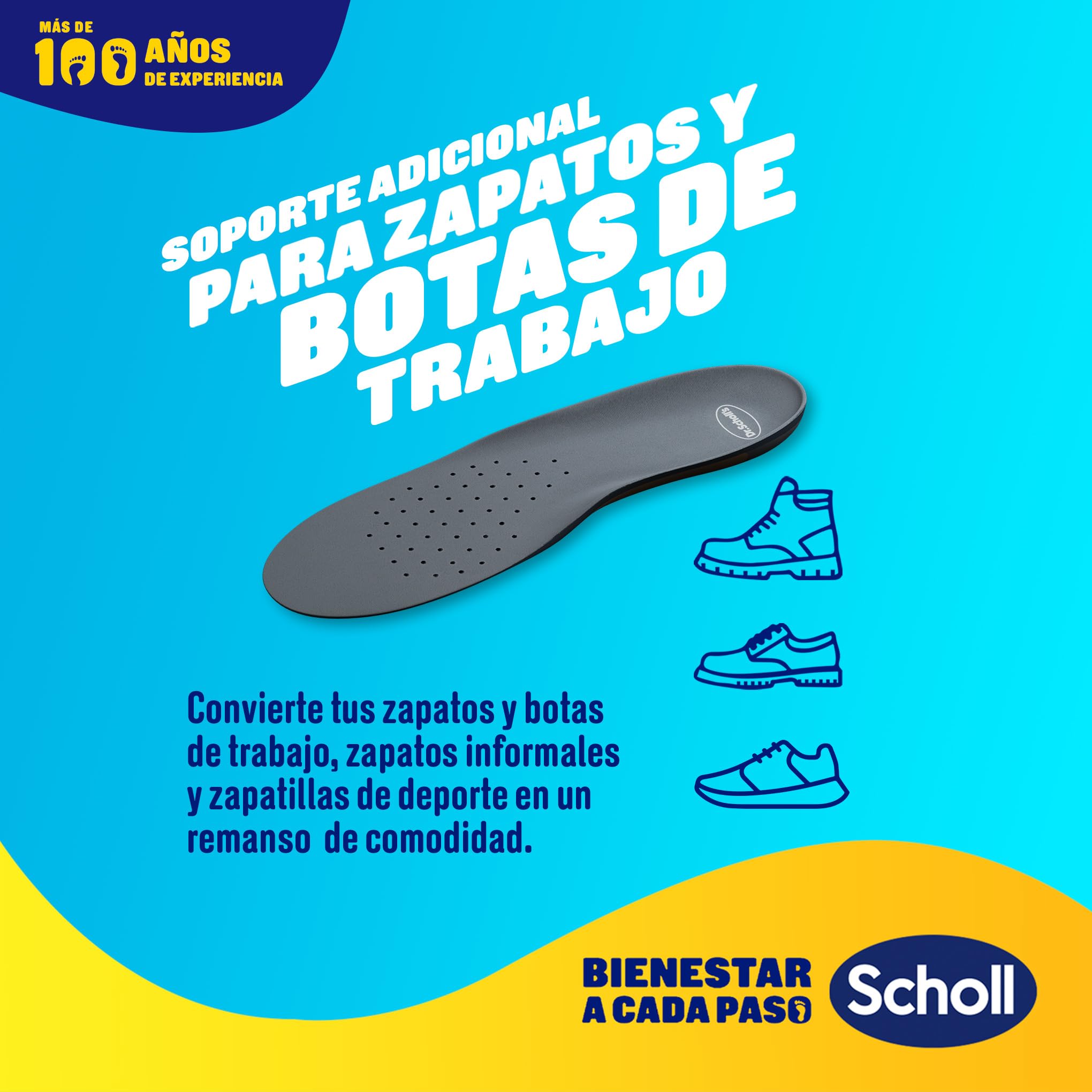 Dr. Scholl's Extra Reforzadas Plantillas para Hombre, Soporte del Arco, Absorción de Impactos, Pies Anchos, Corpulentos