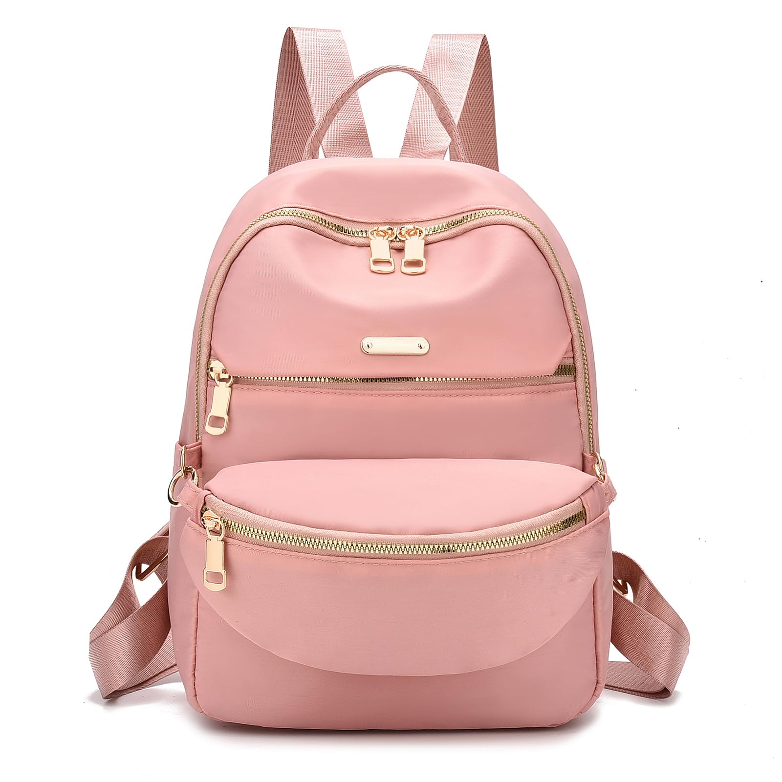 BAG WIZARD Backpack 2pcs Small Shoulder Bag for Women Casual Nylon Purse for Ladies Lightweight Large Casual Travel Backpack Pink