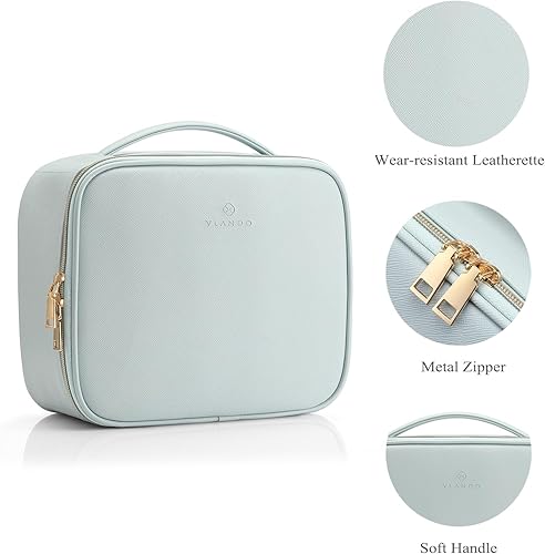 Miniatura 9 de Vlando Neceser de aseo grande, bolsa de maquillaje cosmética de viaje, multicompartimento con divisores para cosméticos, brochas de maquillaje,