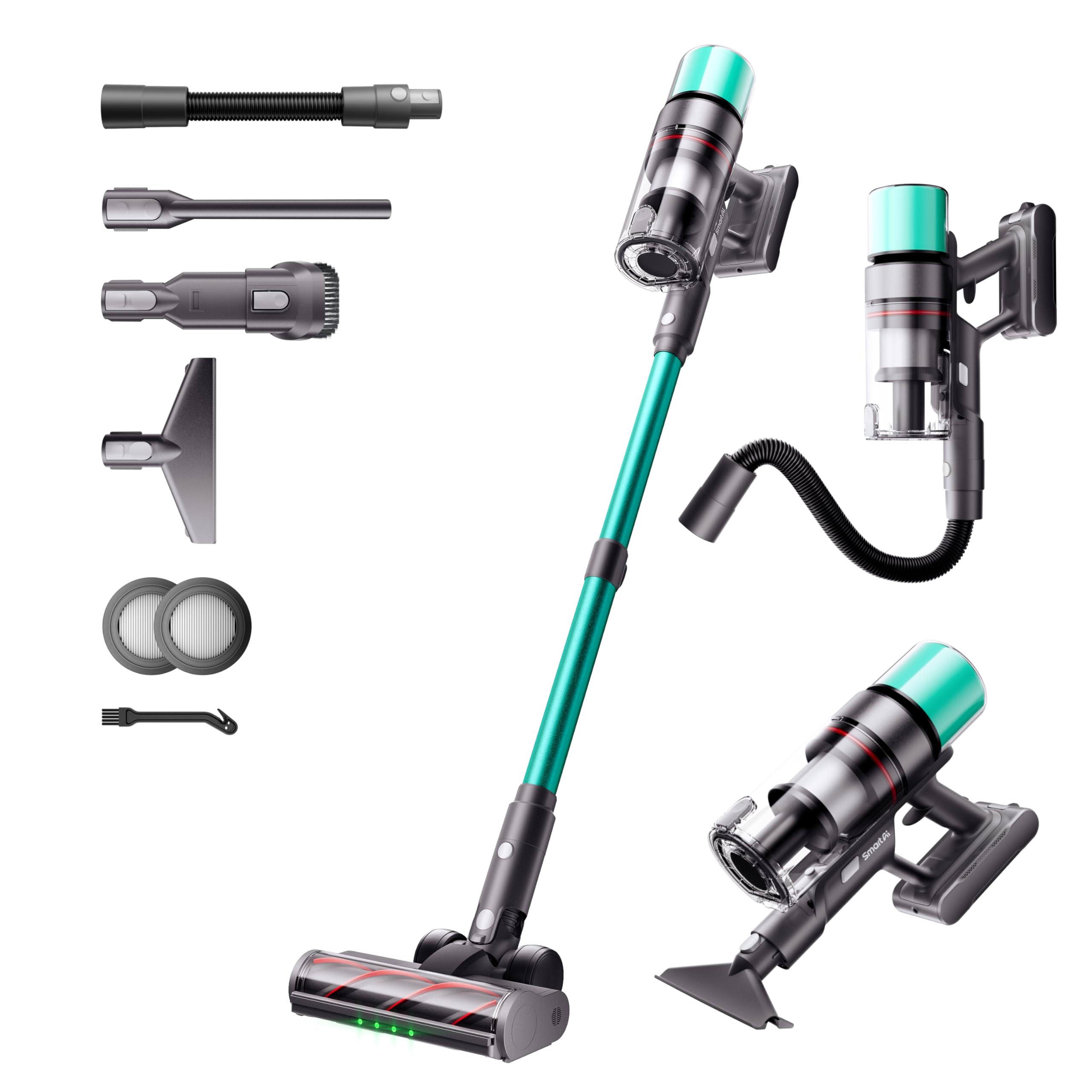 V5 Pro Aspiradora sin Cable, 55 kPa/600W/80 Min,manguera flexible de 1 m | Aspirador escoba con modo AUTO, 1.5L, filtro HEPA y sistema antienredos para suelos y mascotas
