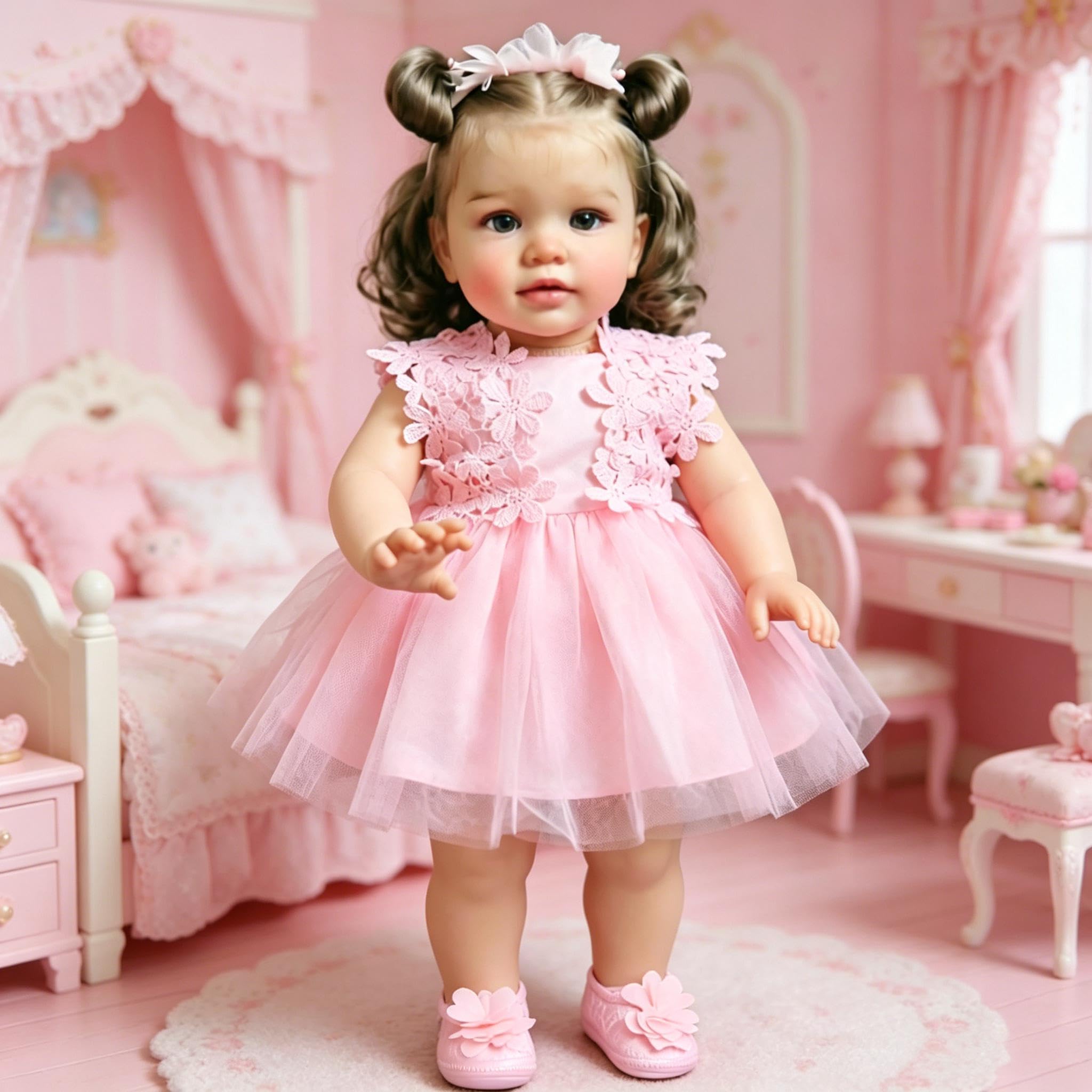 RXDOLL Realistische Reborn-Babypuppe, Mädchen, 66 cm, handgefertigt, Reborn-Kleinkind-Puppe mit weichen Vinyl-Gliedmaßen, Stoffkörper, lebensechte Neugeborenen-Puppen, Weihnachtsgeschenk