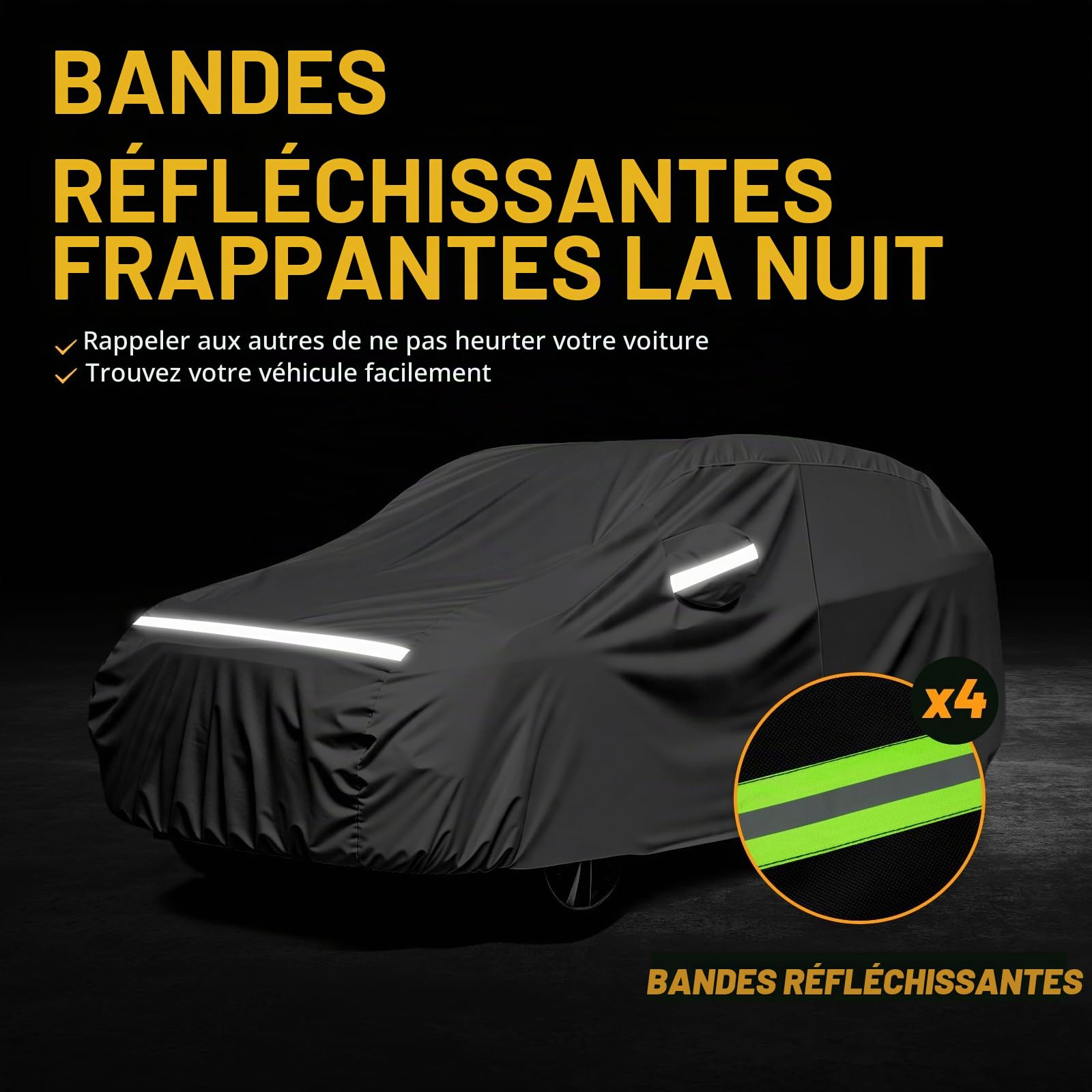 Favoto Housse de Voiture Extérieure Imperméable - Bâche en PEVA+Coton Anti UV Vent Poussière avec Fermeture Éclair Compatible avec Mazda CX-3 Ford Puma pour SUV Jusqu'à 445cm
