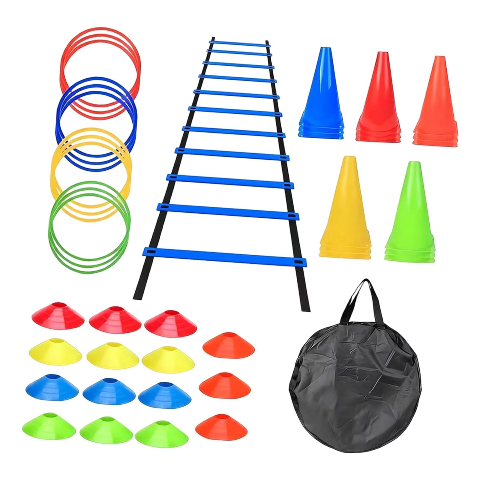 Agility Ladder Portable Staircase Balance Jumping Obstacles Adjustable Rungs 44 Piece Blue-image-28