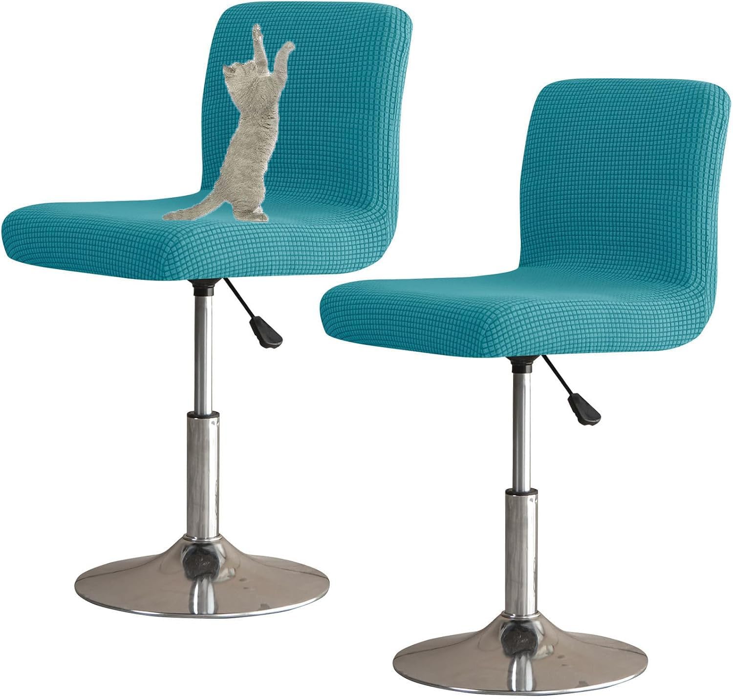 YOPOIY Bar Stool Covers with Backs Set of 6 4 2, Cat Scratch Proof Stretch Bar Stool Chair Covers Washable Universal Swivel Pub Chair Slipcover (Blue a,4 PCS)