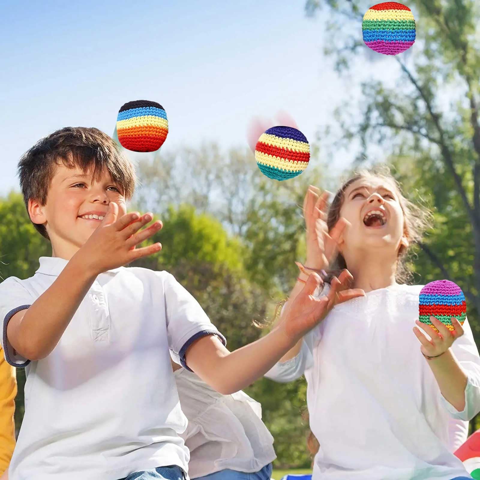 Hacky Sack, Jonglierbälle, gestrickter Sackball, Häkel-Kick-Tasche, Profi-Sand-Fußsack, Bomben-Fußsack, für Erwachsene, Partygeschenke, Outdoor-Spiele, 3/6/12 Stück (A-3 Stück)