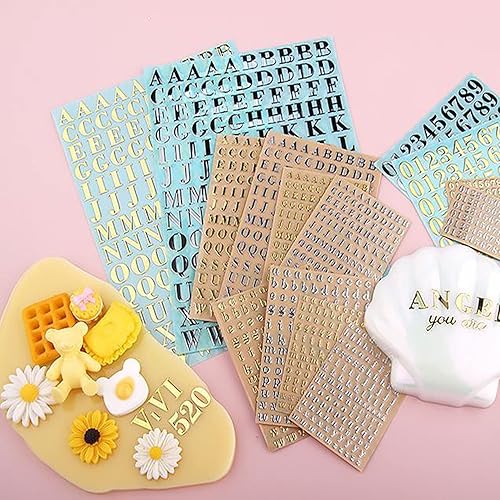 Miniatura 7 de 12 calcomanías de resina de letras, calcomanías de números del alfabeto pequeño para suministros de arte de resina, calcomanías autoadhesivas de